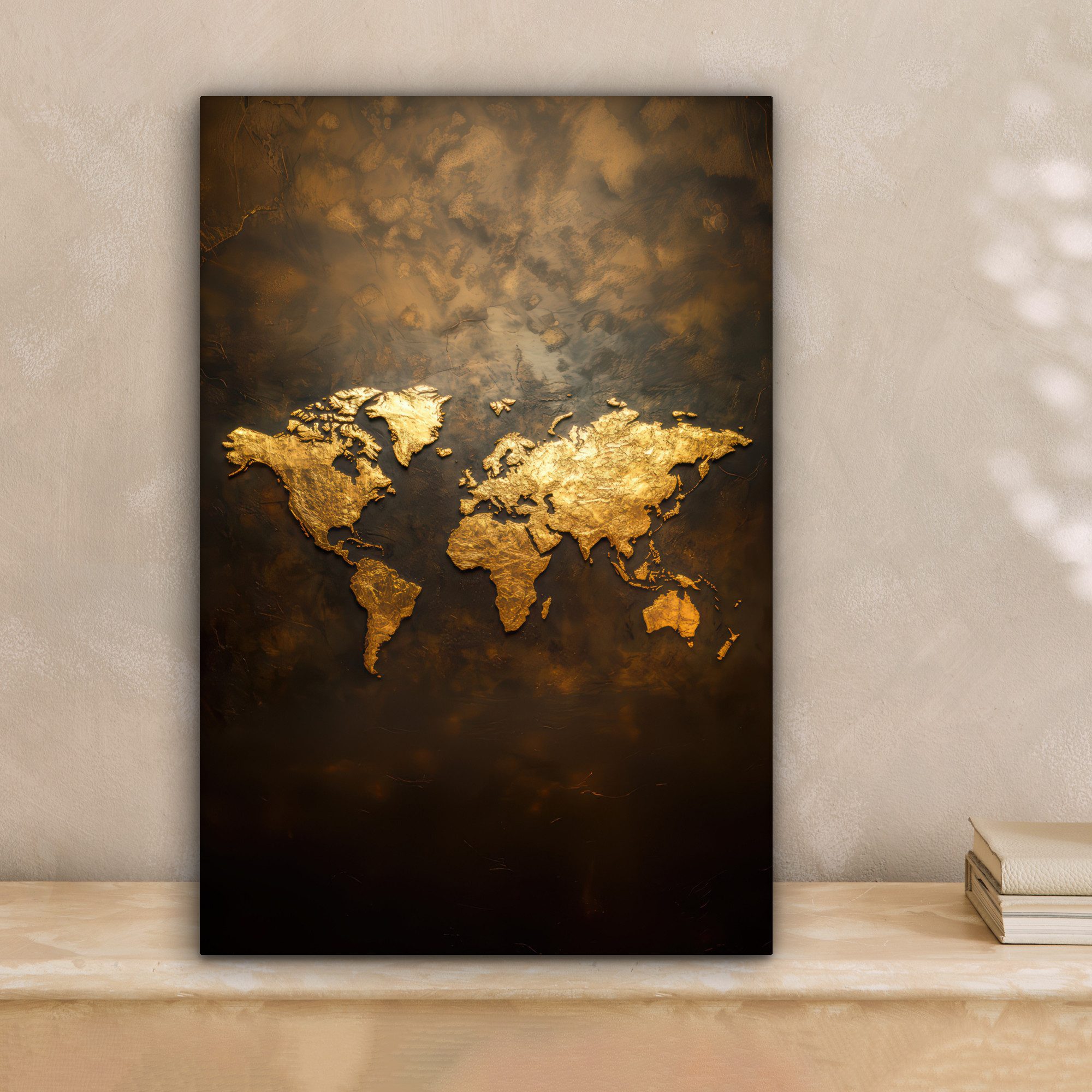 OneMillionCanvasses® Leinwandbild Weltkarte - Gold - Rost, Fotodruck (1 St) günstig online kaufen
