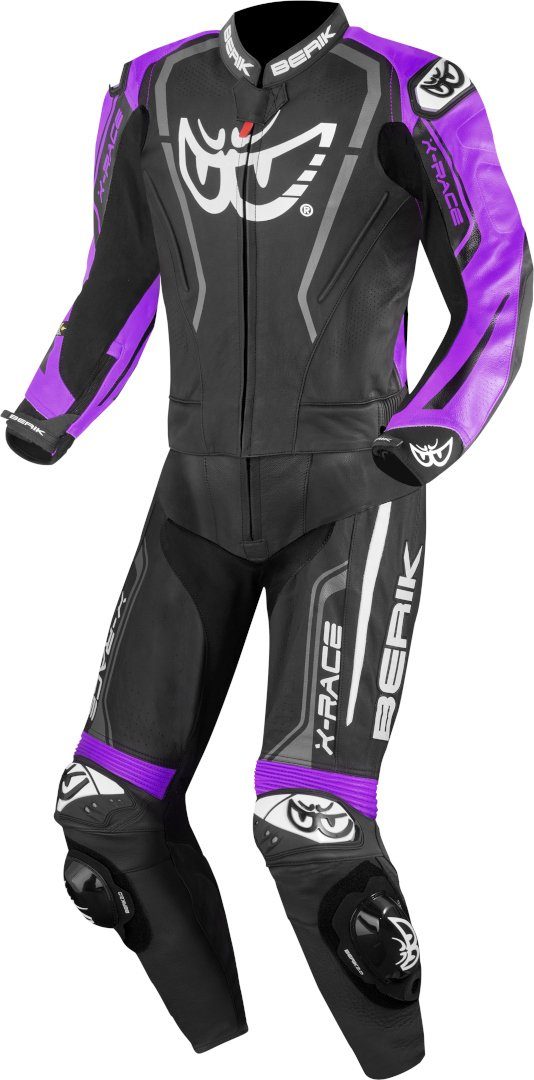 Lederkom 2-Teiler Berik Motorrad Evo Black/Purple Zakura Motorradkombi perforierte