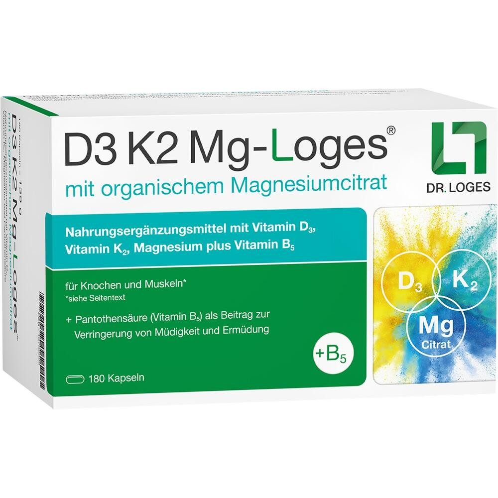 Dr. Loges + Co. GmbH D3 K2 Mg-Loges Kapseln Kapseln, 180 St.