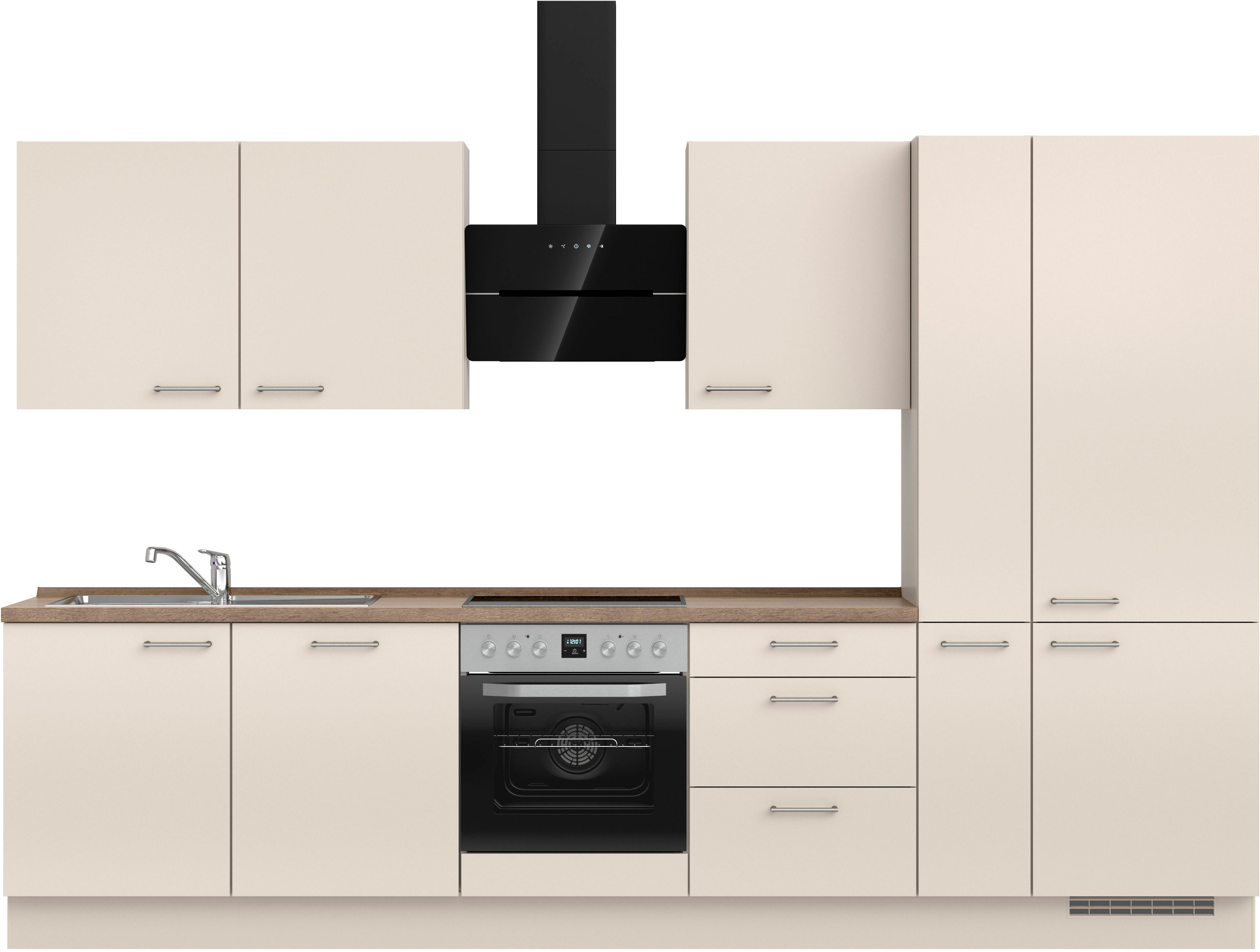 nobilia® Küchenzeile "Laser II", NEU: individuell anpassbar mit gratis Profi-Beratung, vormontiert, 330 cm breit, optional mit verschiedenen E‑Geräte-Sets