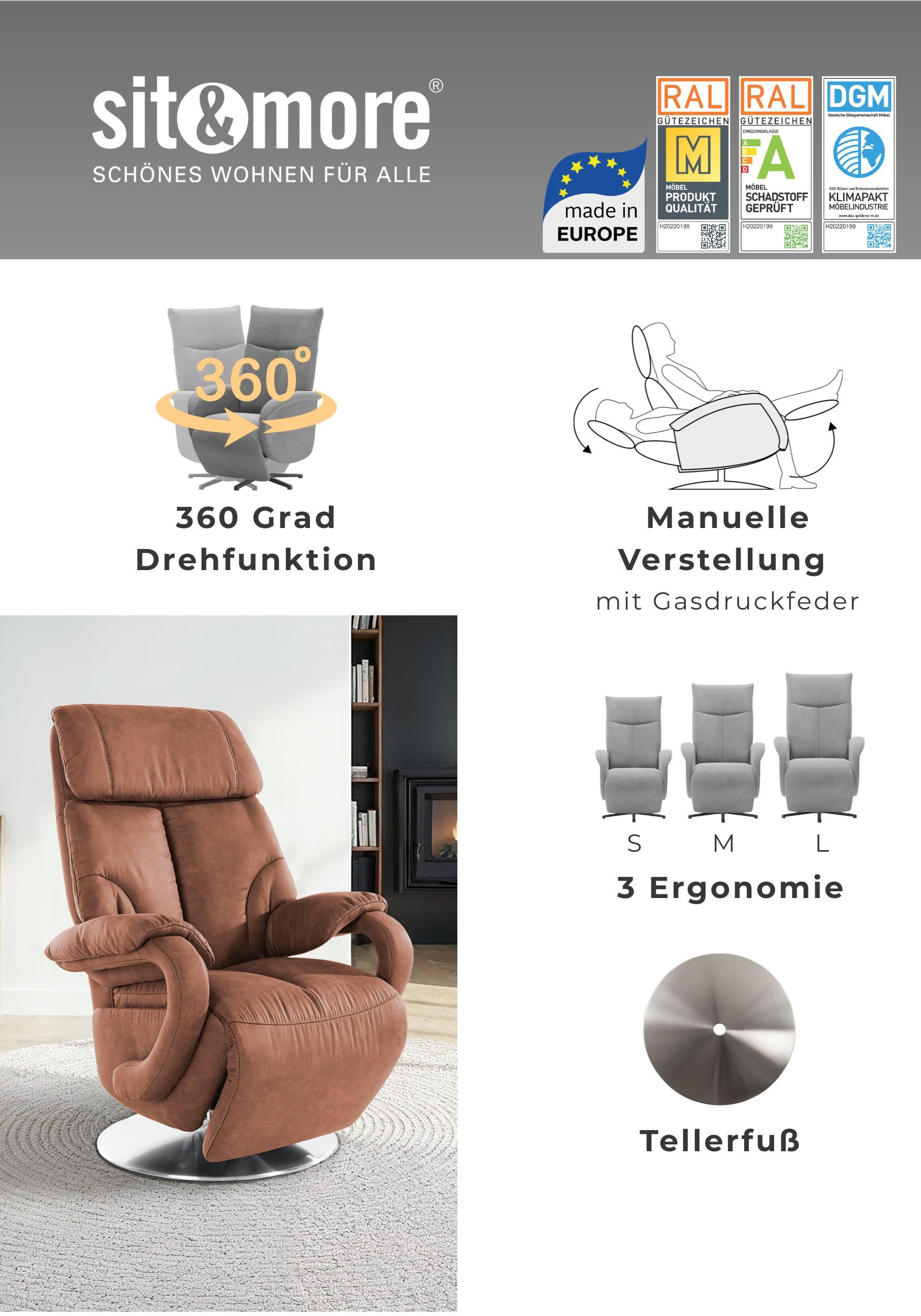 sit&more TV-Sessel Invito, in Größe M, wahlweise mit Motor und Aufstehhilfe