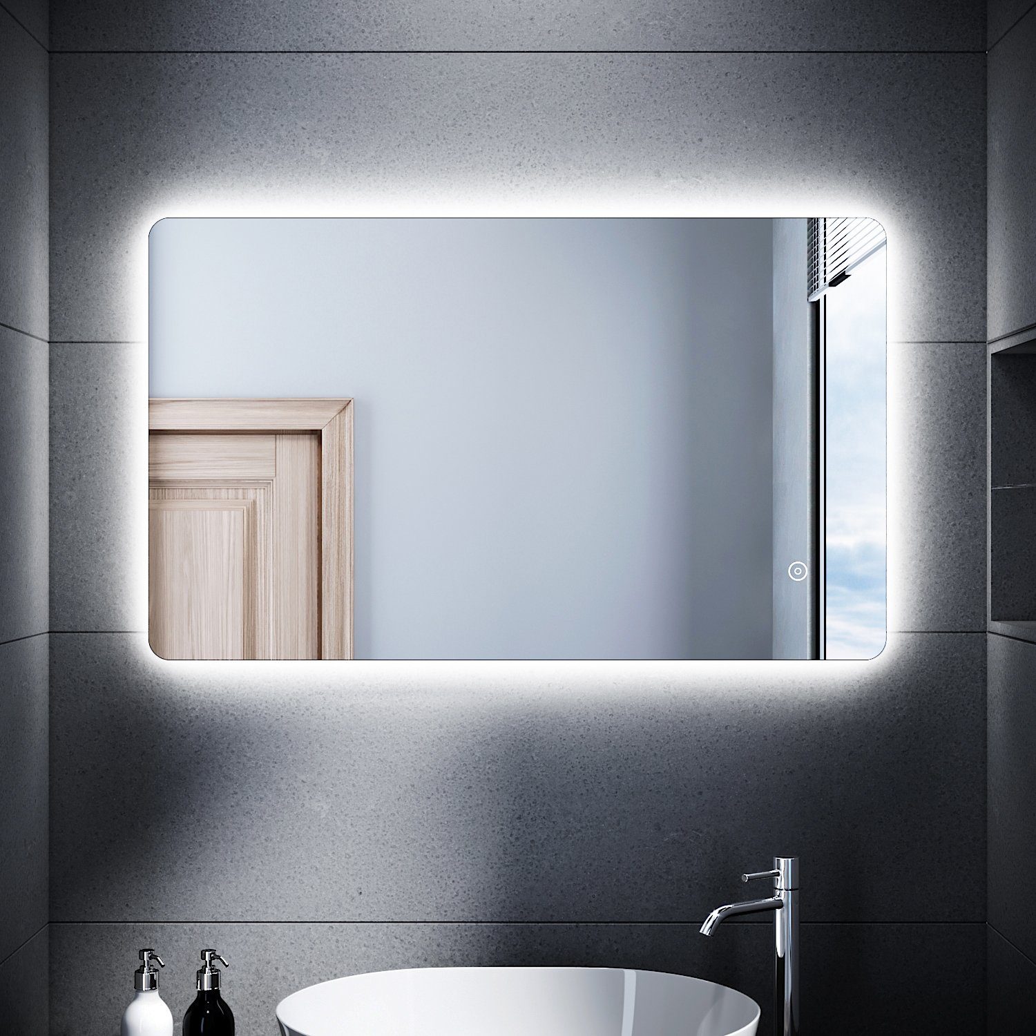 SONNI Badezimmer LED Spiegel Badspiegel mit Beleuchtung Touchschalter