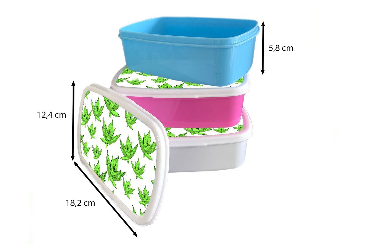 Jungs Kunststoff, Erwachsene, Brotbox MuchoWow Aloe (2-tlg), Brotdose, - Mädchen Pflanzen, und für - Lunchbox Vera Kinder und für weiß Muster