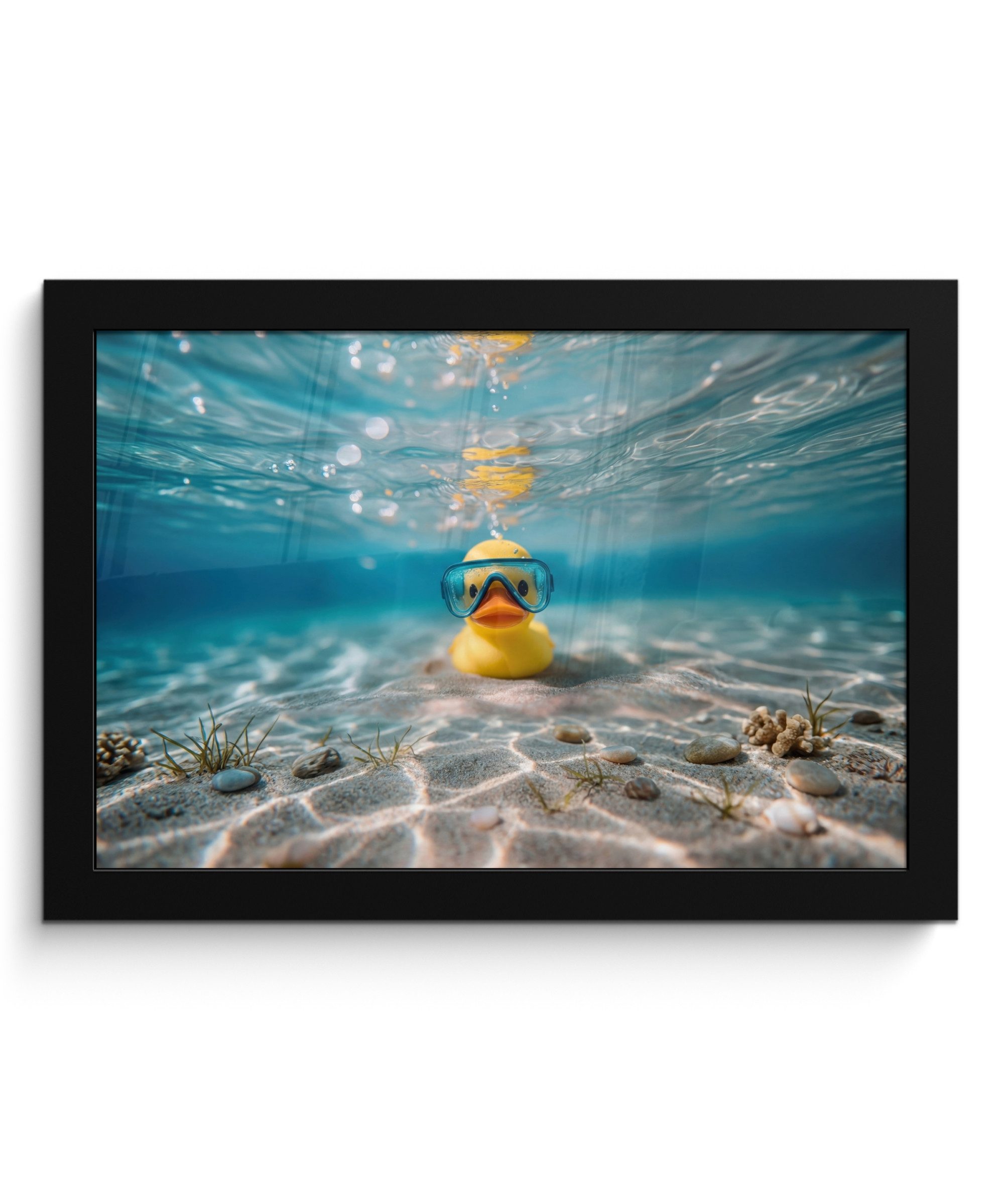 MuchoWow Poster Schwimmbrille - Ente - Wasser, (1 St), Wandbilder, Deko Wohnzimmer Schlafzimmer, 30x20 cm