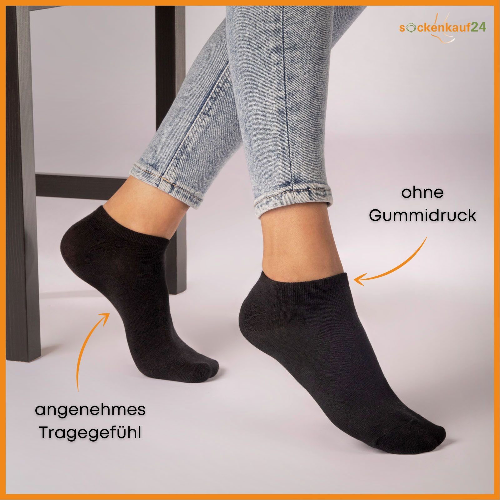 sockenkauf24 Sneakersocken 10 I 20 I 30 Paar Damen & Herren Sneaker Socken (Grau, 10-Paar, 39-42) Schwarz Weiß Grau Baumwolle - 10800 WP