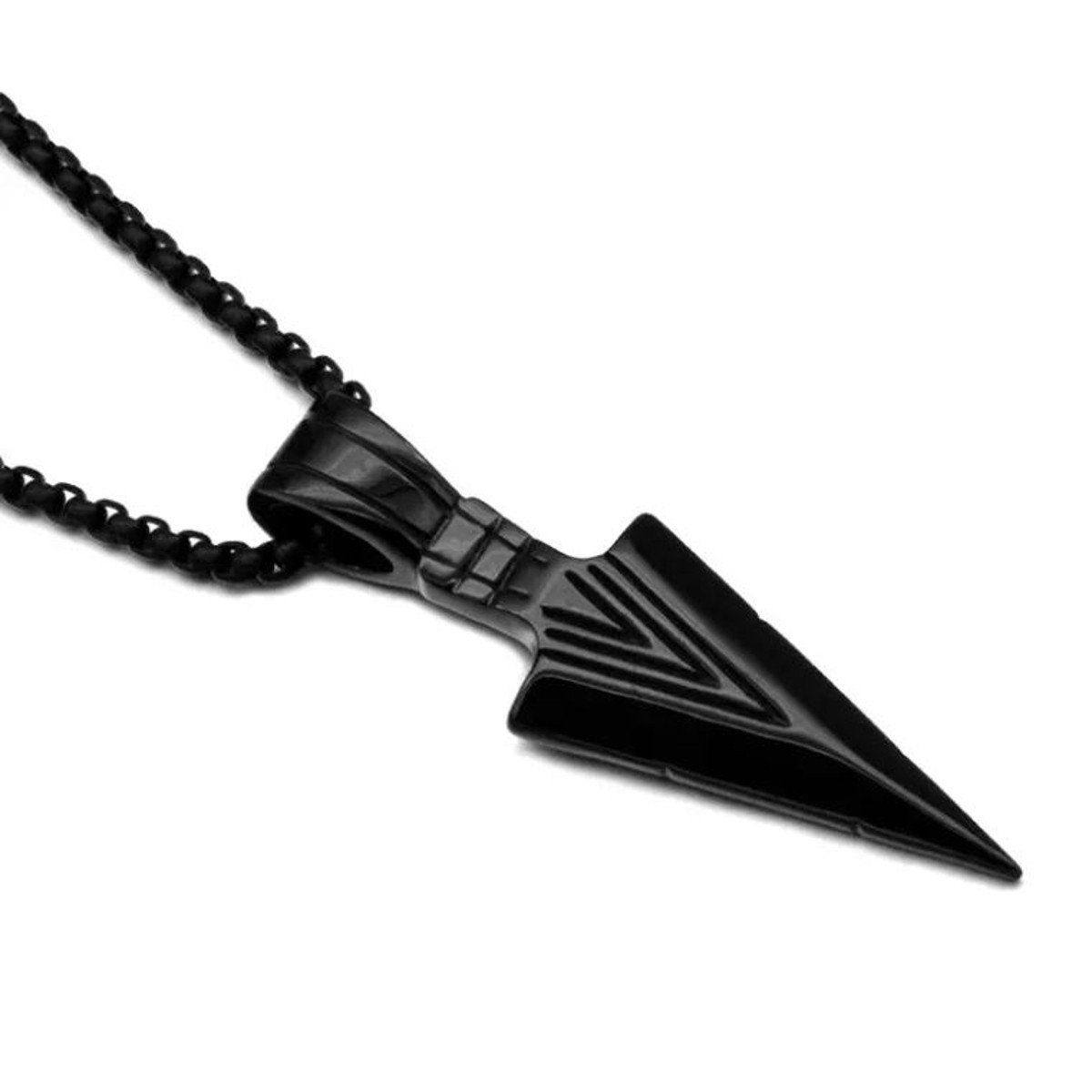 KARMA Kette mit Anhänger Halskette Herren Edelstahl schwarz Pfeilspitze Män günstig online kaufen
