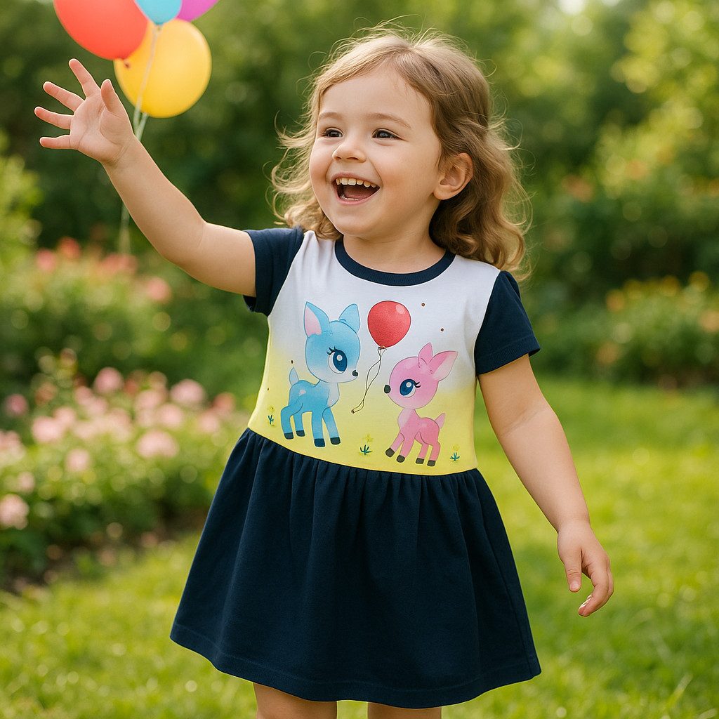 Lorey Medtec Sommerkleid Mädchen, Freizeitkleid, Kurzarmkleid, Partykleid, 100% Baumwolle