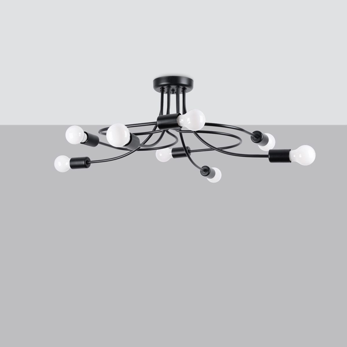 SOLLUX lighting Kronleuchter Kronleuchter Levar 8 Schwarz, Nicht enthalten