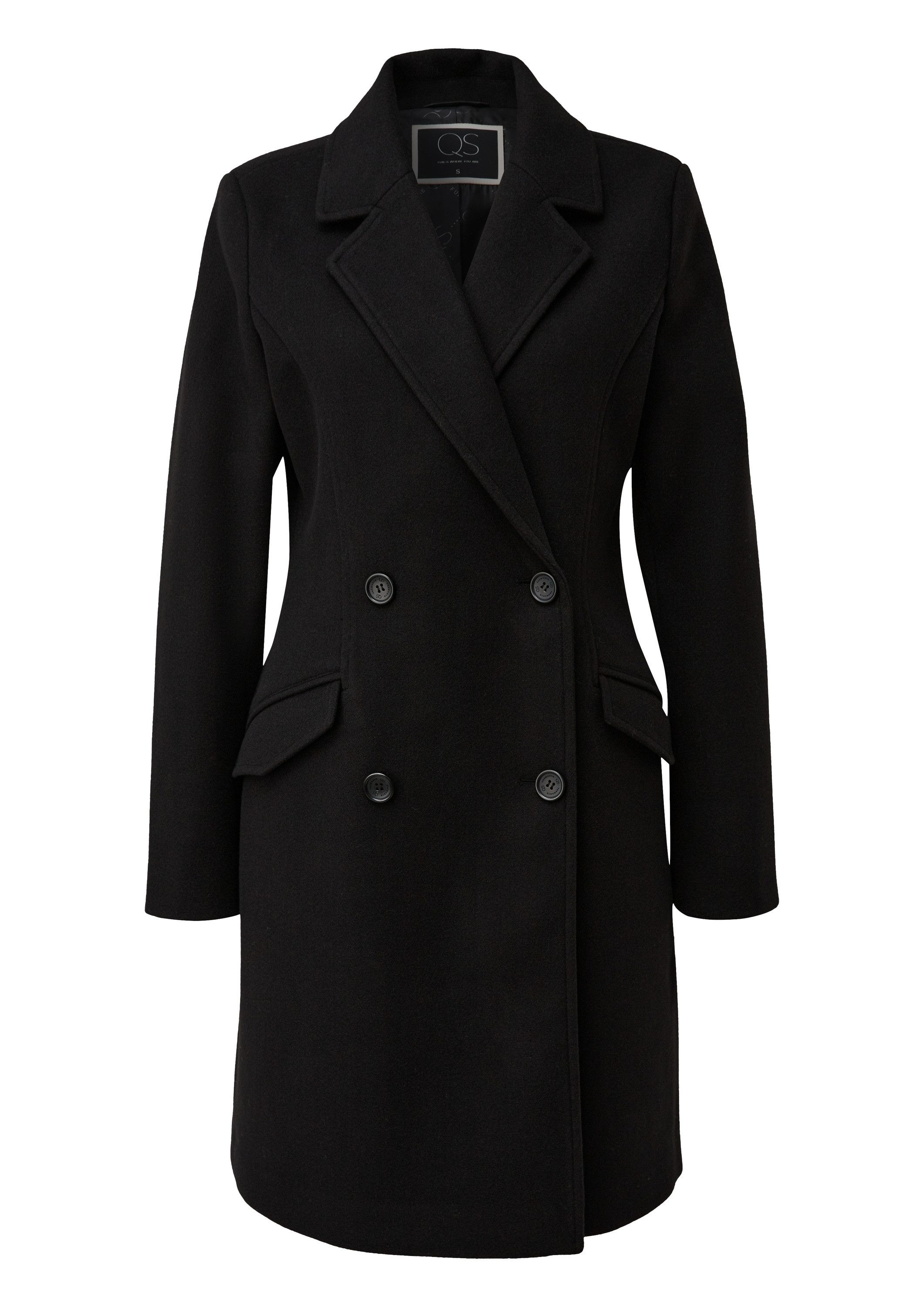 QS Funktionsmantel Outdoor-Mantel Taillierter Mantel in Wolloptik günstig online kaufen