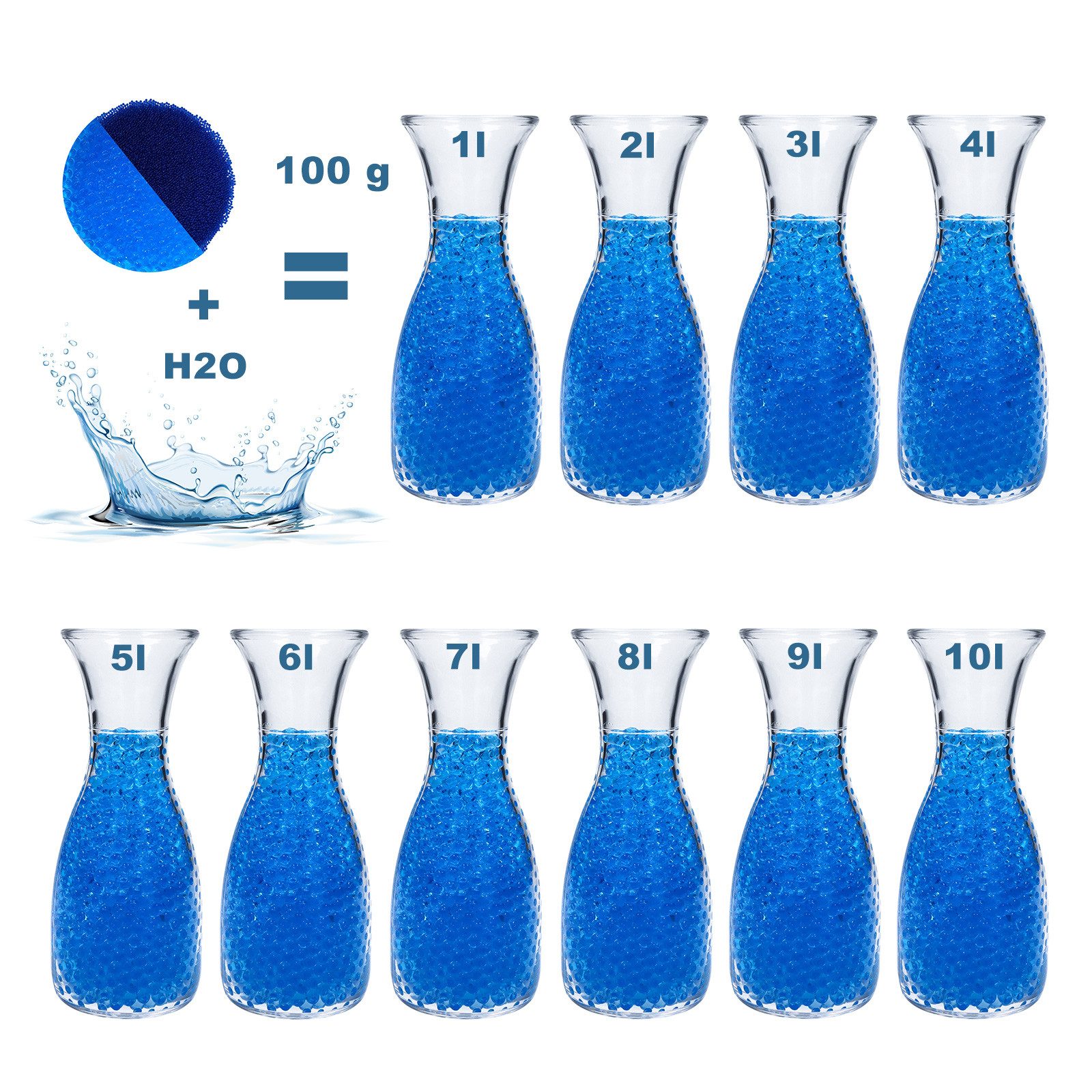 trendfinding Deko-Granulate 100 g Hydroperlen Deko Granulat, (1,5-2 mm, Blau)