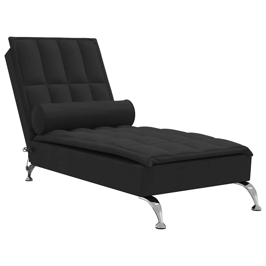 vidaXL Chaiselongue Massage-Chaiselongue mit Nackenrolle Schwarz Stoff, 1 Teile
