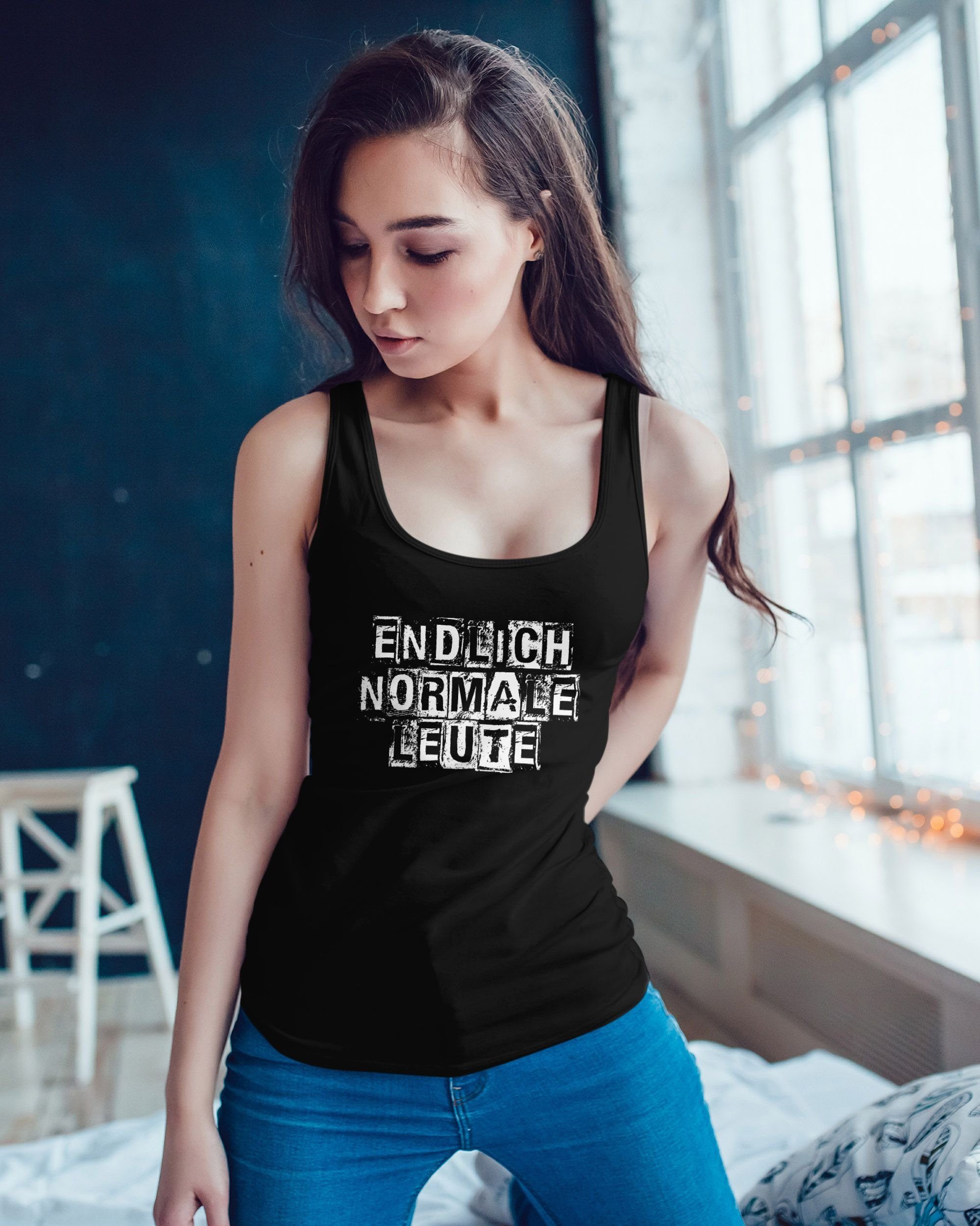 MoonWorks Tanktop Damen Tanktop Tank Top Endlich normale Leute Party Festiv günstig online kaufen