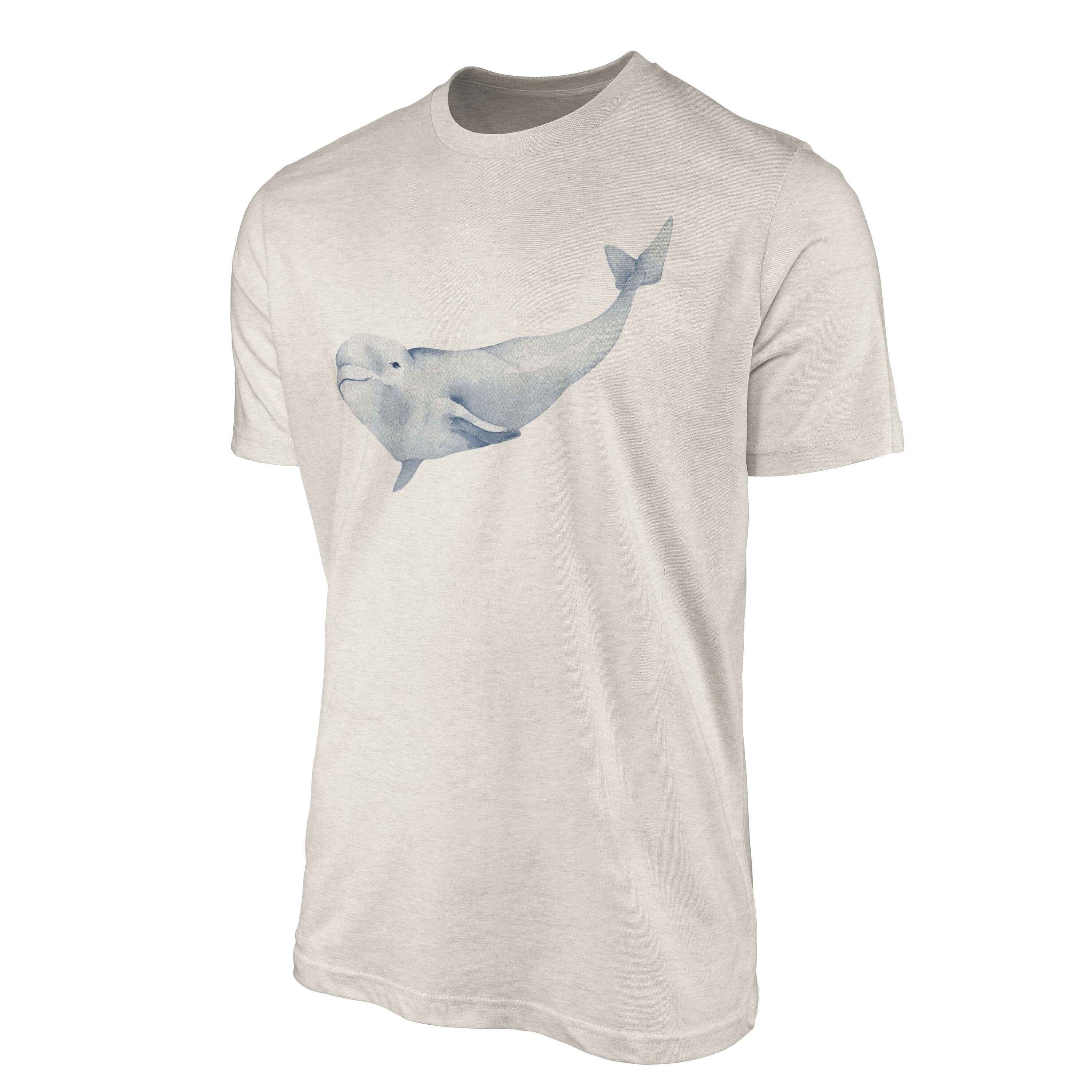 Weißwal Sinus Art T-Shirt Bio-Baumwolle T-Shirt Shirt Beluga Ökomo Nachhaltig 100% gekämmte Herren Motiv (1-tlg) Wasserfarben