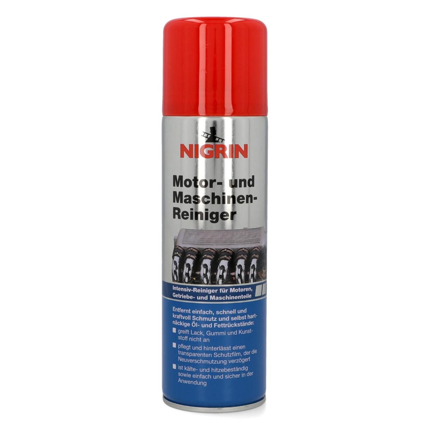 NIGRIN Motor-Reiniger Maschinen-Reiniger 250ml Spray-Dose Bremsenreiniger (1-St. 1x 250ml Dose Intensiv-Reinigung Enfetter Schutz-Film Motor Getriebe Teile Maschine)