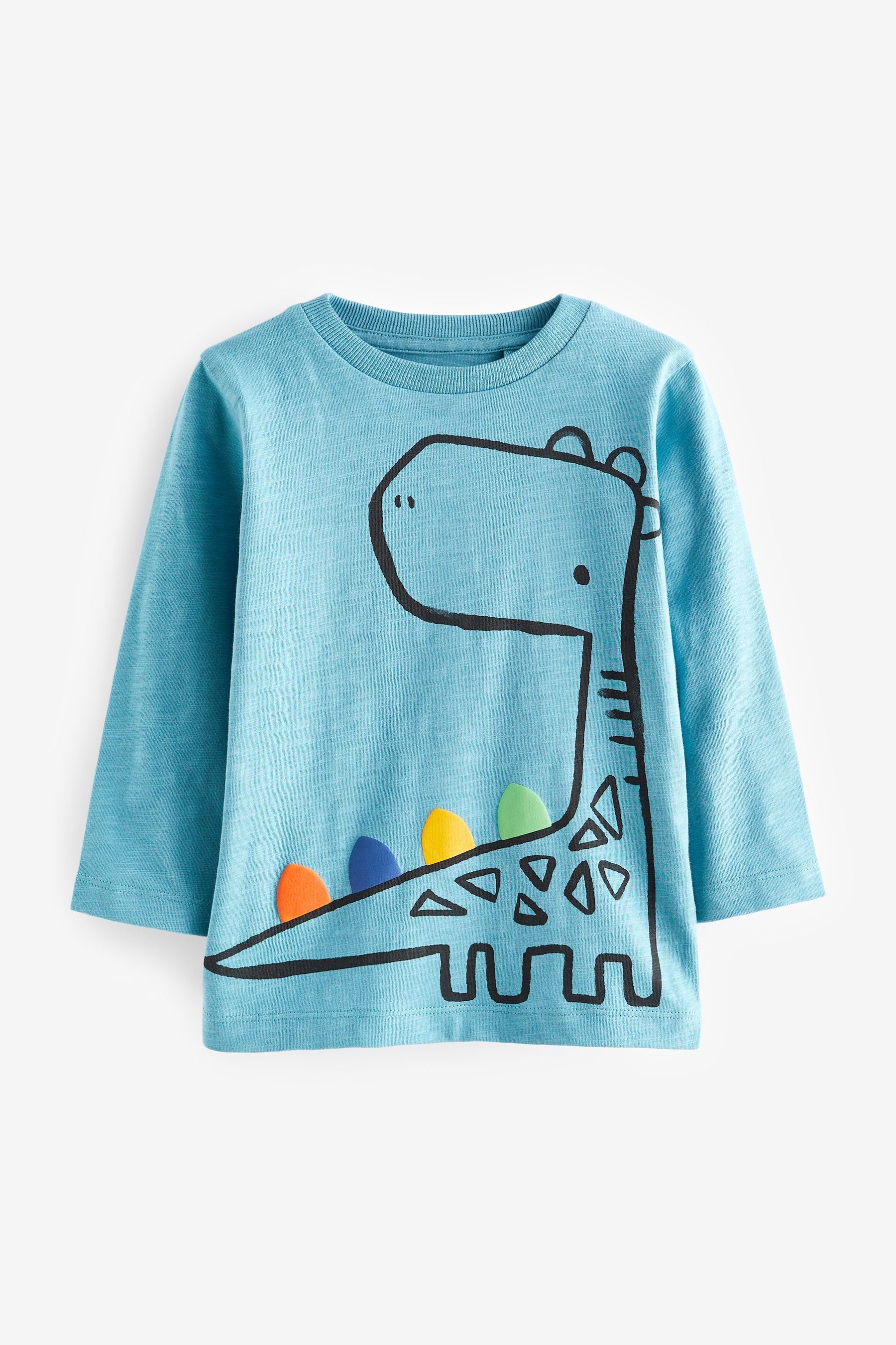T-Shirt Langärmeliges Langarmshirt Dino (1-tlg) mit Motiv Blue Next