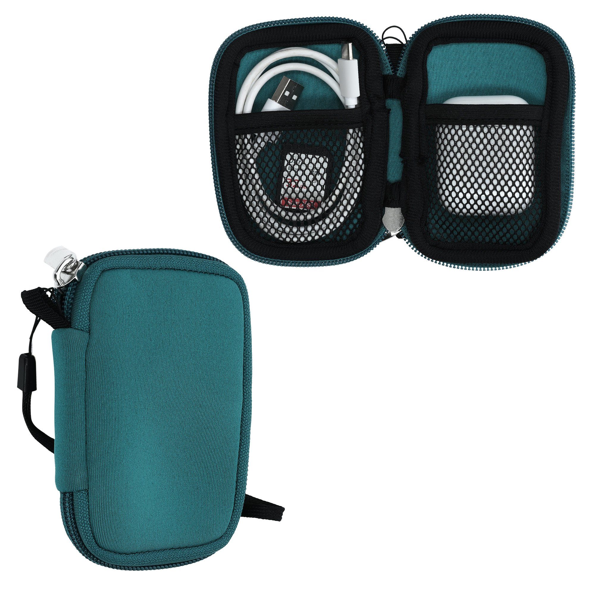 kwmobile Kopfhörer-Schutzhülle In-Ear Kopfhörer Tasche Hülle aus Neopren mit Innentasche für Zubehör, Kleine Aufbewahrungstasche für In Ear Headphones