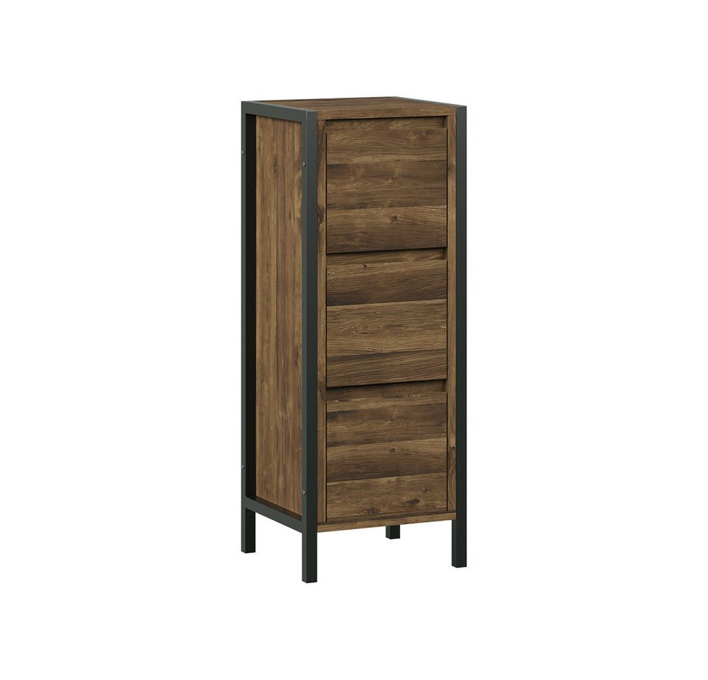 Vicco Midischrank Naola, Eiche/Schwarz, 30 x 80 cm mit 3 Schubladen (1-St)