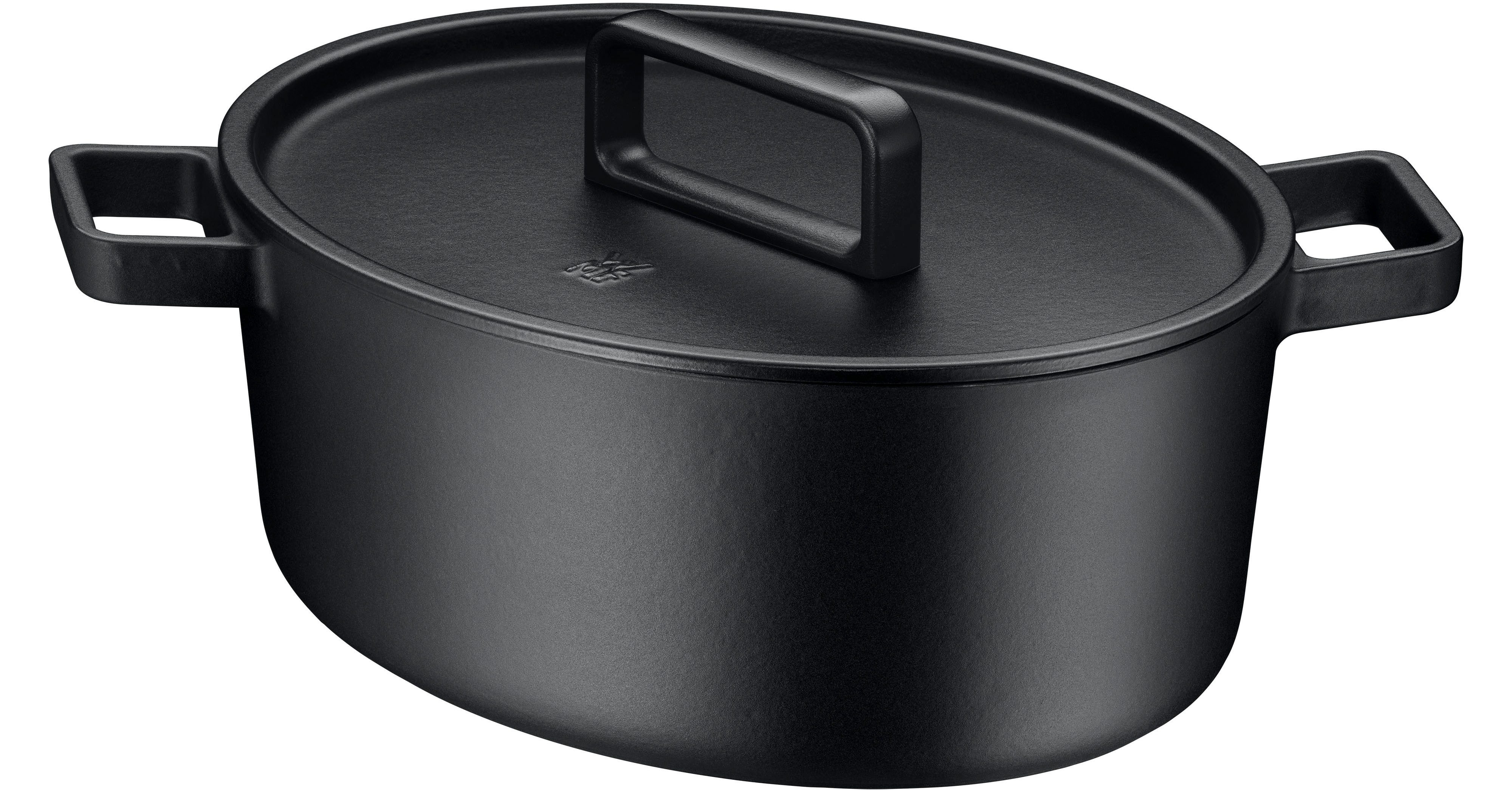 WMF Bräter Flavour, Gusseisen Bräter Induktion, Schmortopf emailliert, Gusseisen, Gusseisen-Kochgeschirr, Deckel mit Kondensationsnoppen