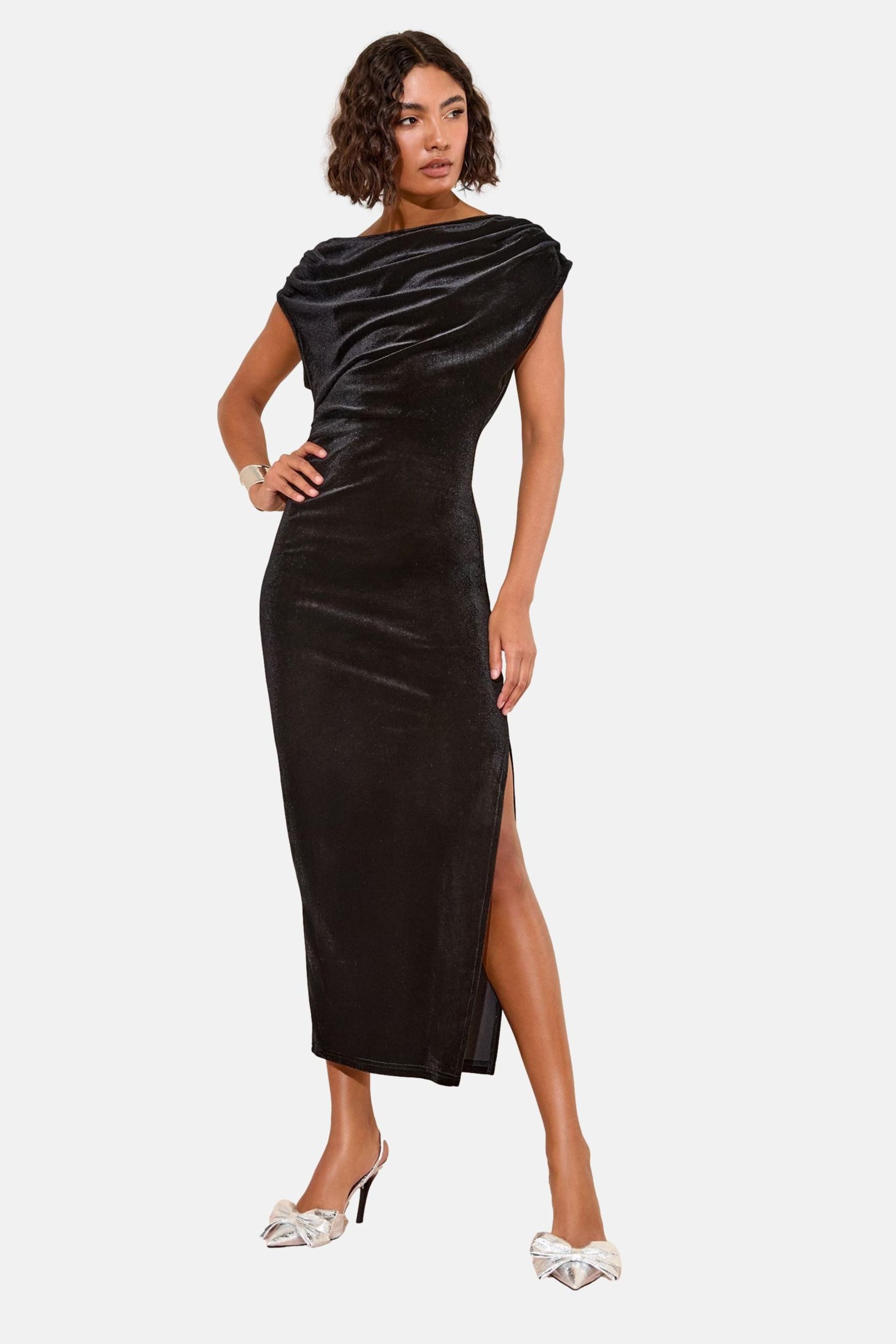 Friends Like These Midikleid Friends Like These Schulterfreies Samt-Midikle günstig online kaufen