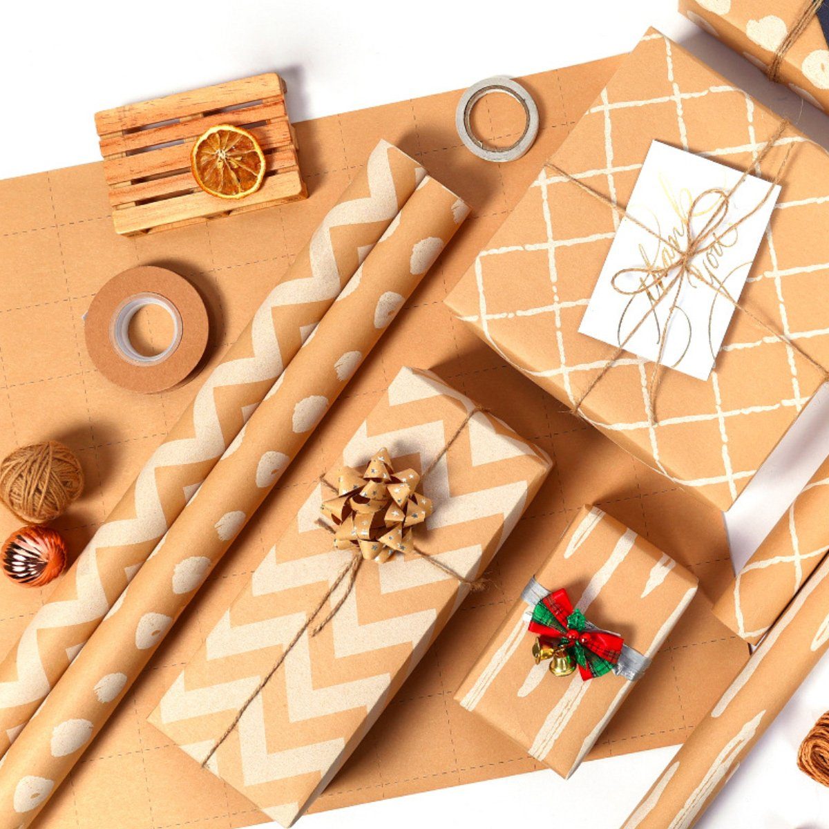 Jormftte Geschenkpapier Geschenkpapier,Weihnachten Braun1 Geschenkverpackung Packpapier,für