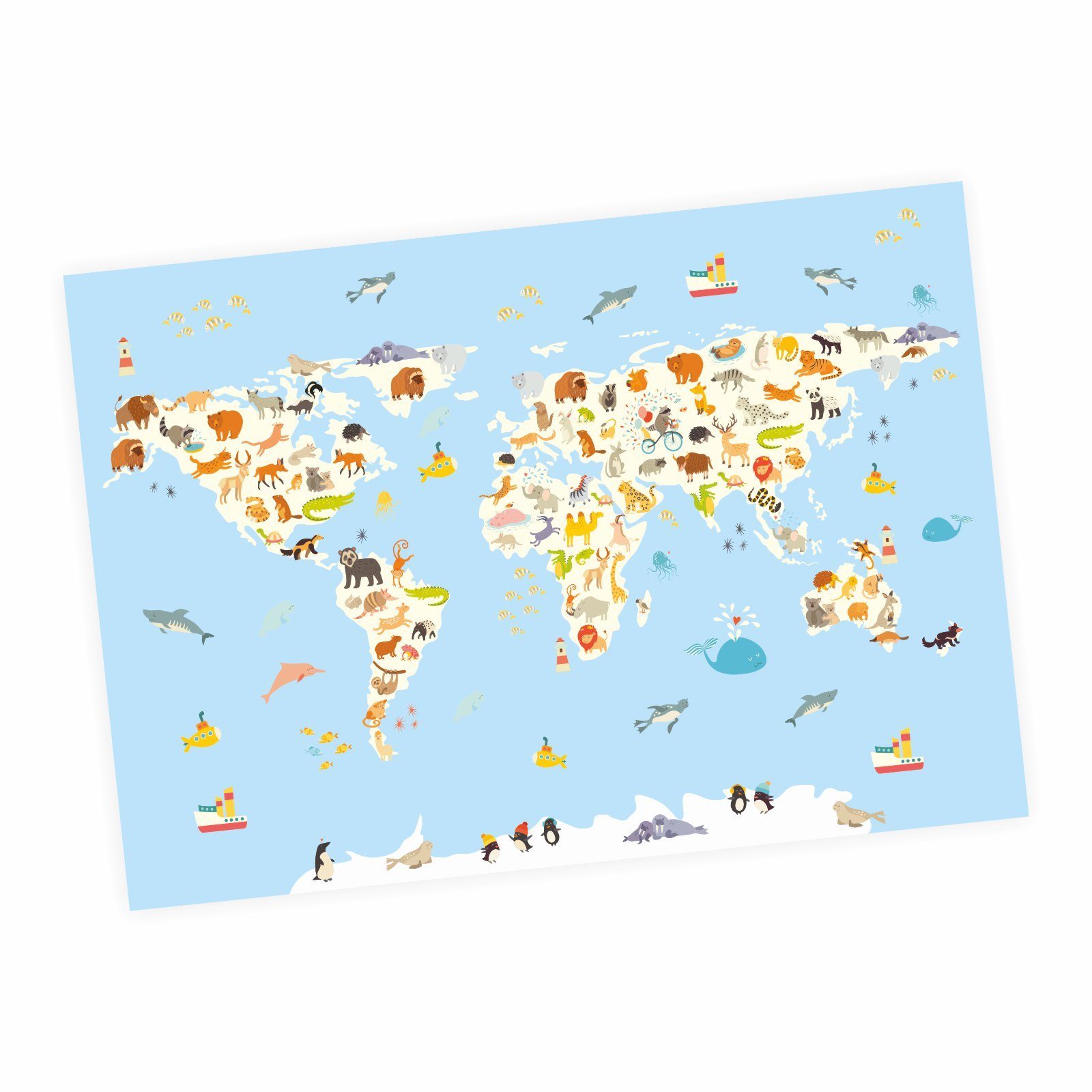 nikima Poster Weltkarte, Weltkarte, Kinder Lernposter