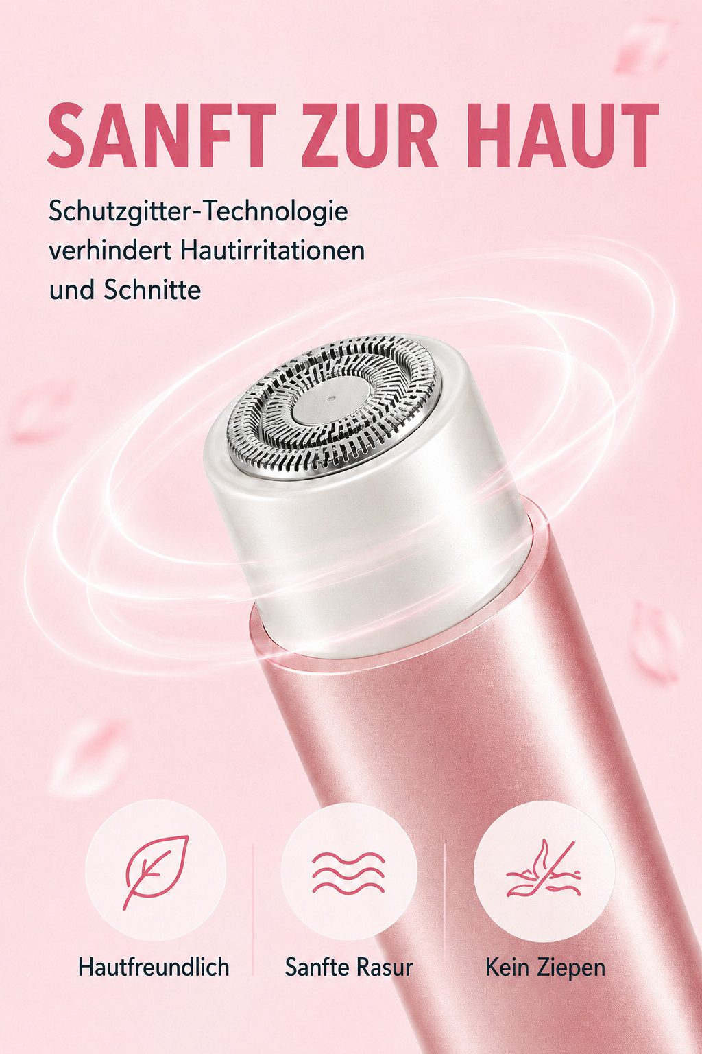 Luckice Elektrokörperrasierer Elektrischer Bikinitrimmer, 2-in-1 Damenrasierer mit 2 Scherköpfen, Aufsätze: 5, Trimmer + Folienrasierer, USB-C, LED-Akkuanzeige, Aufsteckkamm, für Bikinizone, hseln & Körper, Rosa, wiederaufladbar
