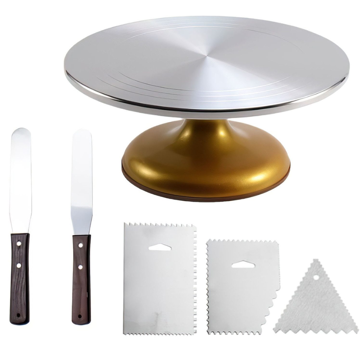 SURFOU Tortenplatte Drehbar Tortenständer mit Fuß Drehteller Torte Drehteller, 31CM Tortendrehteller Kuchenständer Cake Turntable für Backen Gebäck