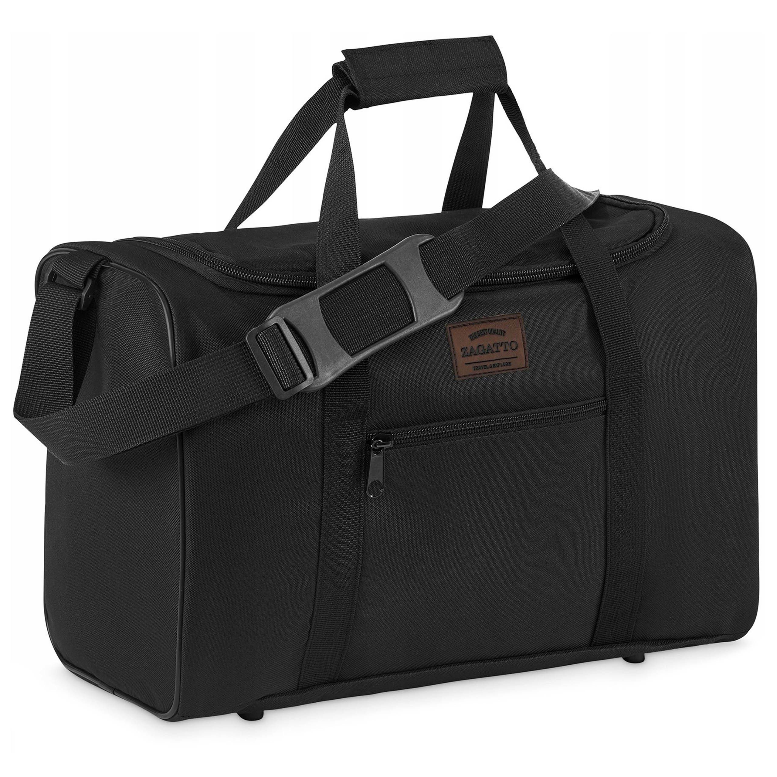 Sarcia.eu Reisetasche Schwarze Reisetasche für Flugzeug mit Schutzfüßen 40x20x25cm Zagatto
