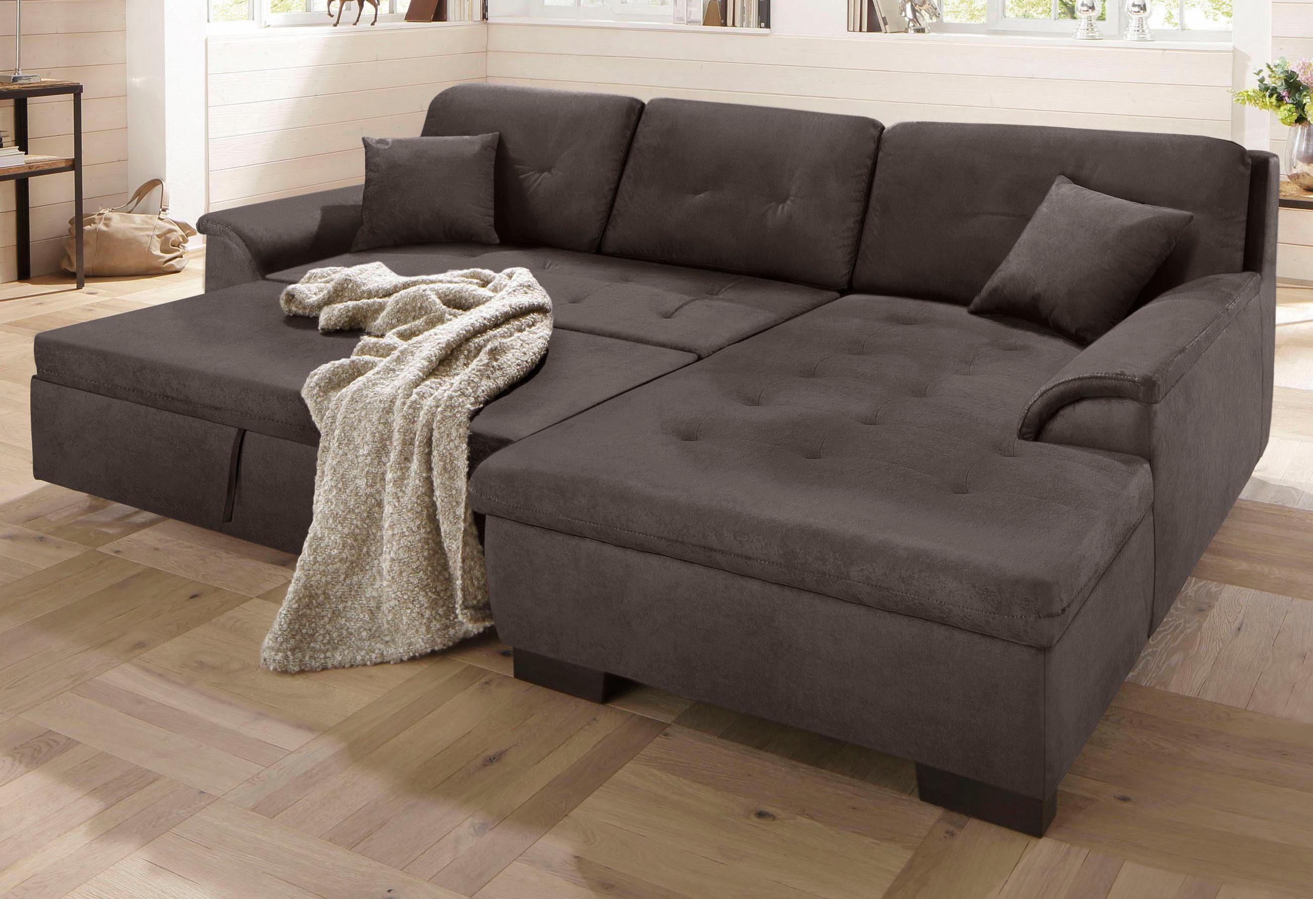 Home affaire Ecksofa BERGEN 267x178 cm, elegantes Design, whlw. mit Bettfunktion L-Form