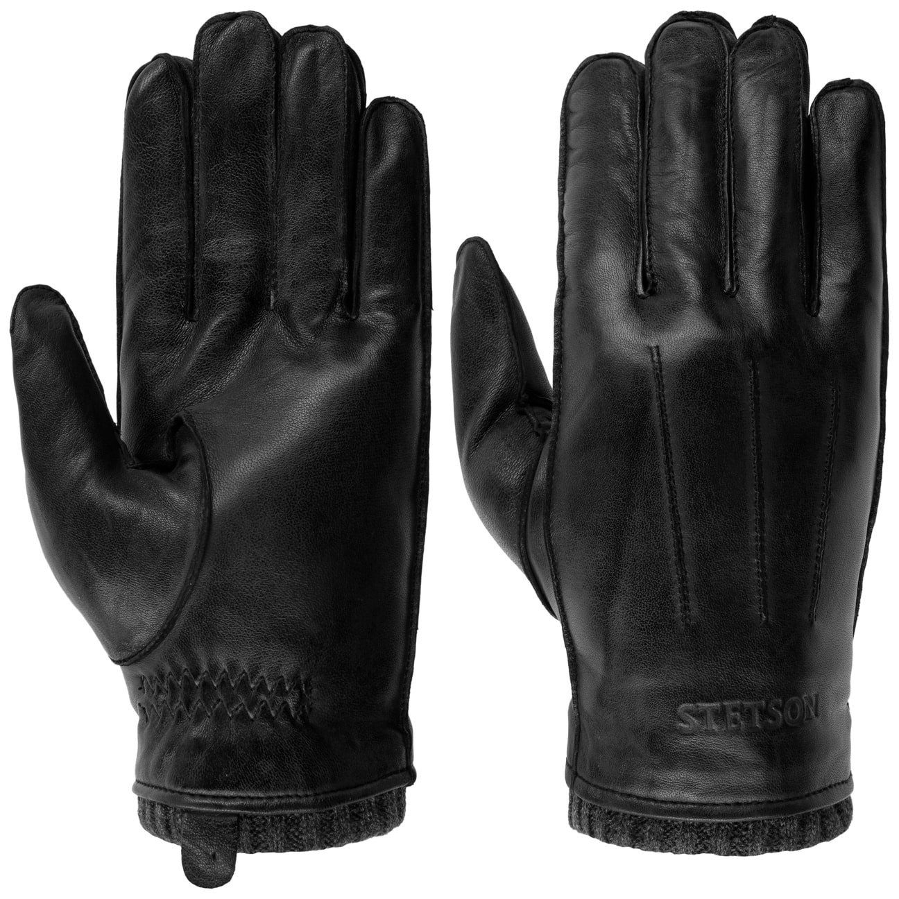 Stetson Lederhandschuhe (1-St) Fingerhandschuhe mit Futter