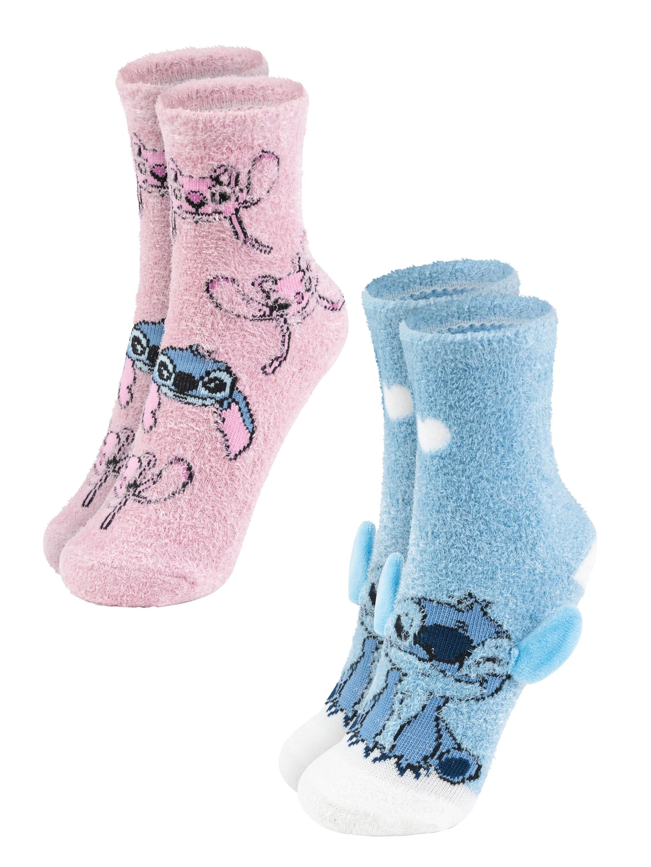 United Labels® Socken Lilo & Stitch 3D ABS Kuschelsocken Stoppersocken Socken (2er Pack)