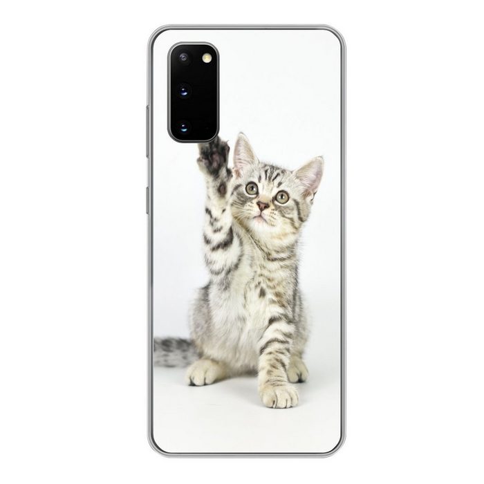 MuchoWow Handyhülle Kätzchen - Pfote - Weiß - Mädchen - Kinder - Jungen - Kind Phone Case Handyhülle Samsung Galaxy S20 Silikon Schutzhülle