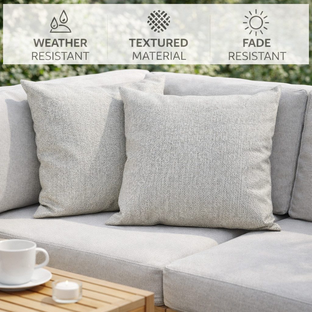 BABEES Kissenbezüge Premium Kissenbezug 2er Set Outdoor Garten Balkon UV Wasserdicht, Terrasse Wasserfest Dekokissen Kissenbezüge Kissenhülle Leinenstruktur