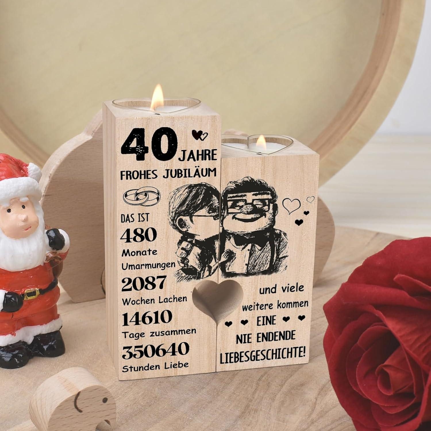 LuxusKollektion Kerzenständer Rubinhochzeit Geschenk Kerzenhalter Holz günstig online kaufen