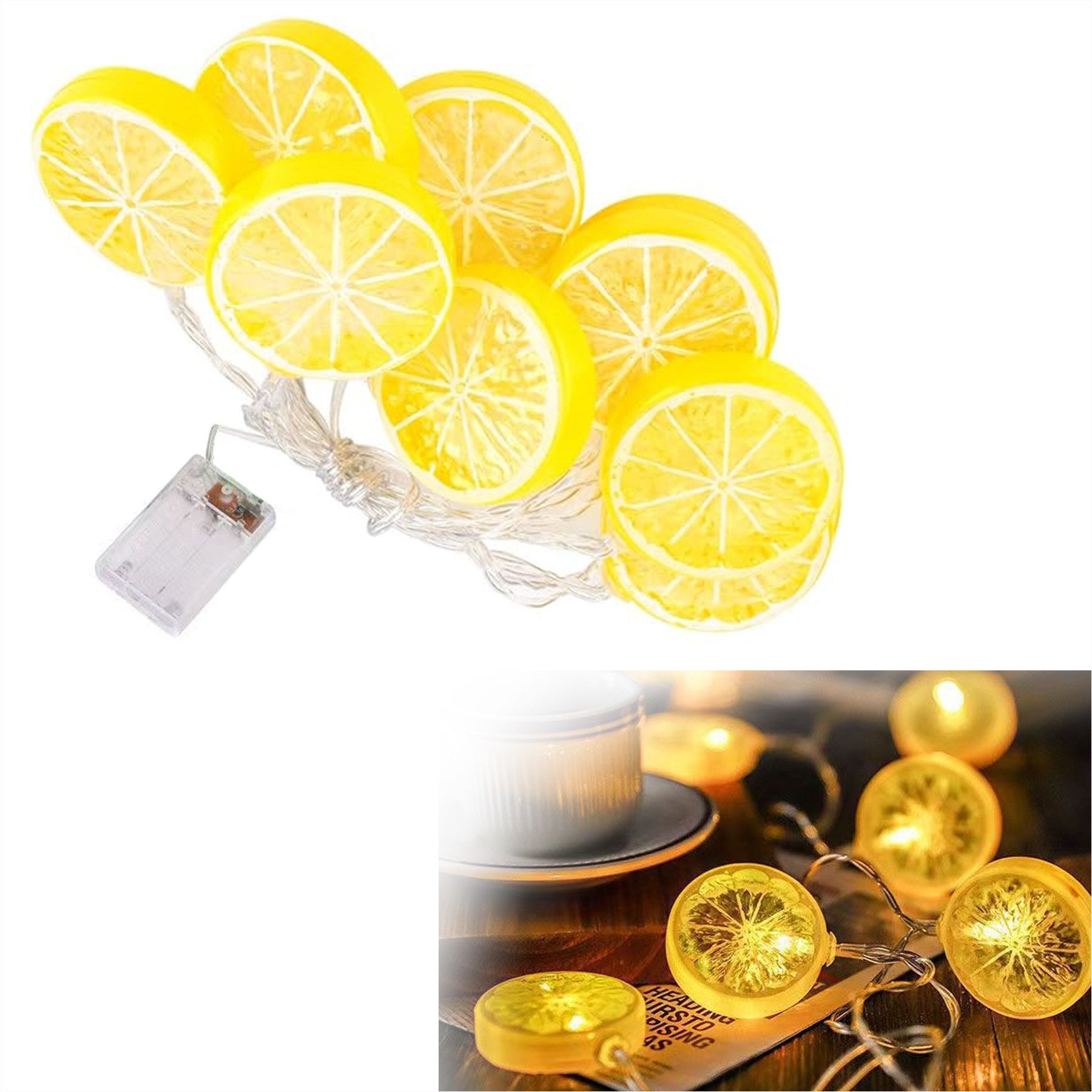 Senmudi LED Solarleuchte LED-Lichtervorhang,Zitronen Lichterkette, 3m günstig online kaufen
