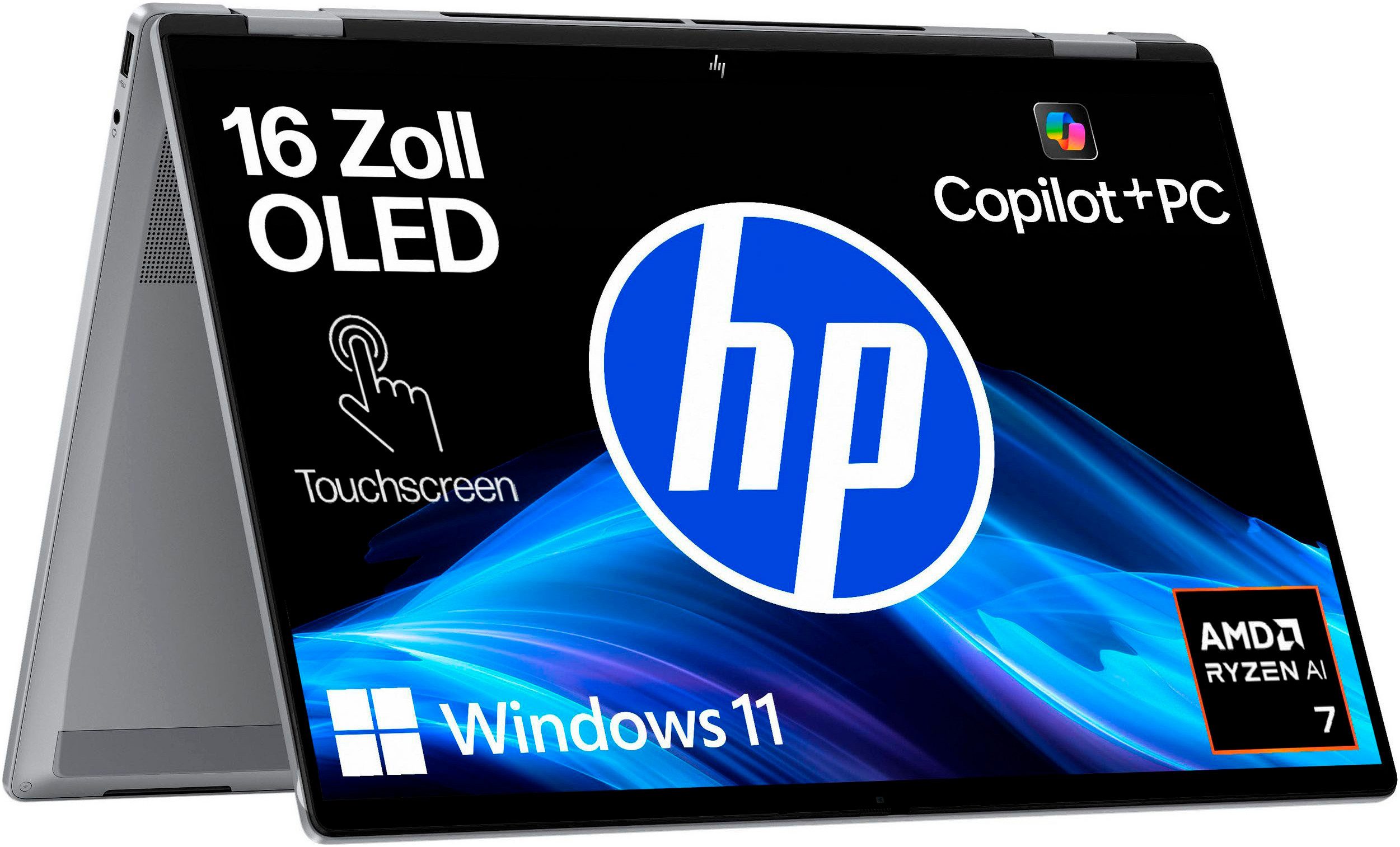 HP OmniBook X Flip NGAI 16-ar0078ng Convertible Notebook (40,6 cm/16 Zoll, AMD Ryzen™ AI 7 350, Radeon 860M, 1000 GB SSD)