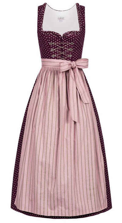 Nübler Dirndl Damen Dirndl lang im Landhausstil, Rocklänge 90cm (Dirndl Set lang THEA, 2-tlg., Dirndl Kleid mit Schürze) Moderne Tracht im bayerischen Stil - Trachtenmode Damen