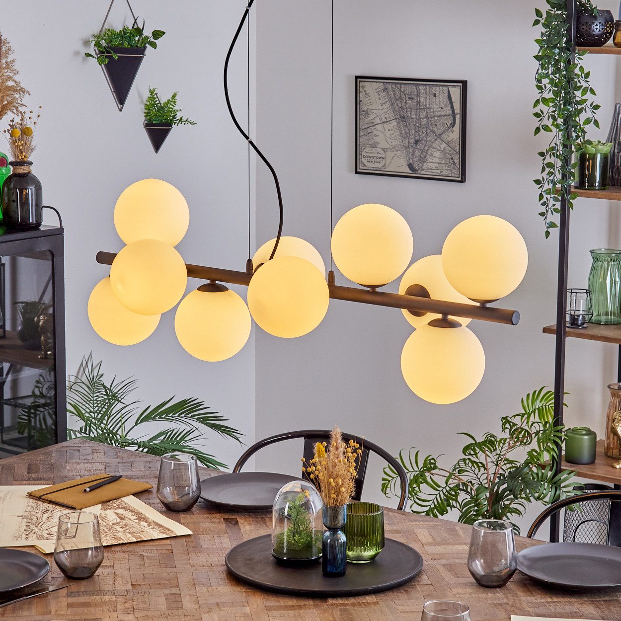 hofstein Pendelleuchte Hängelampe aus Metall/Glas in günstig online kaufen