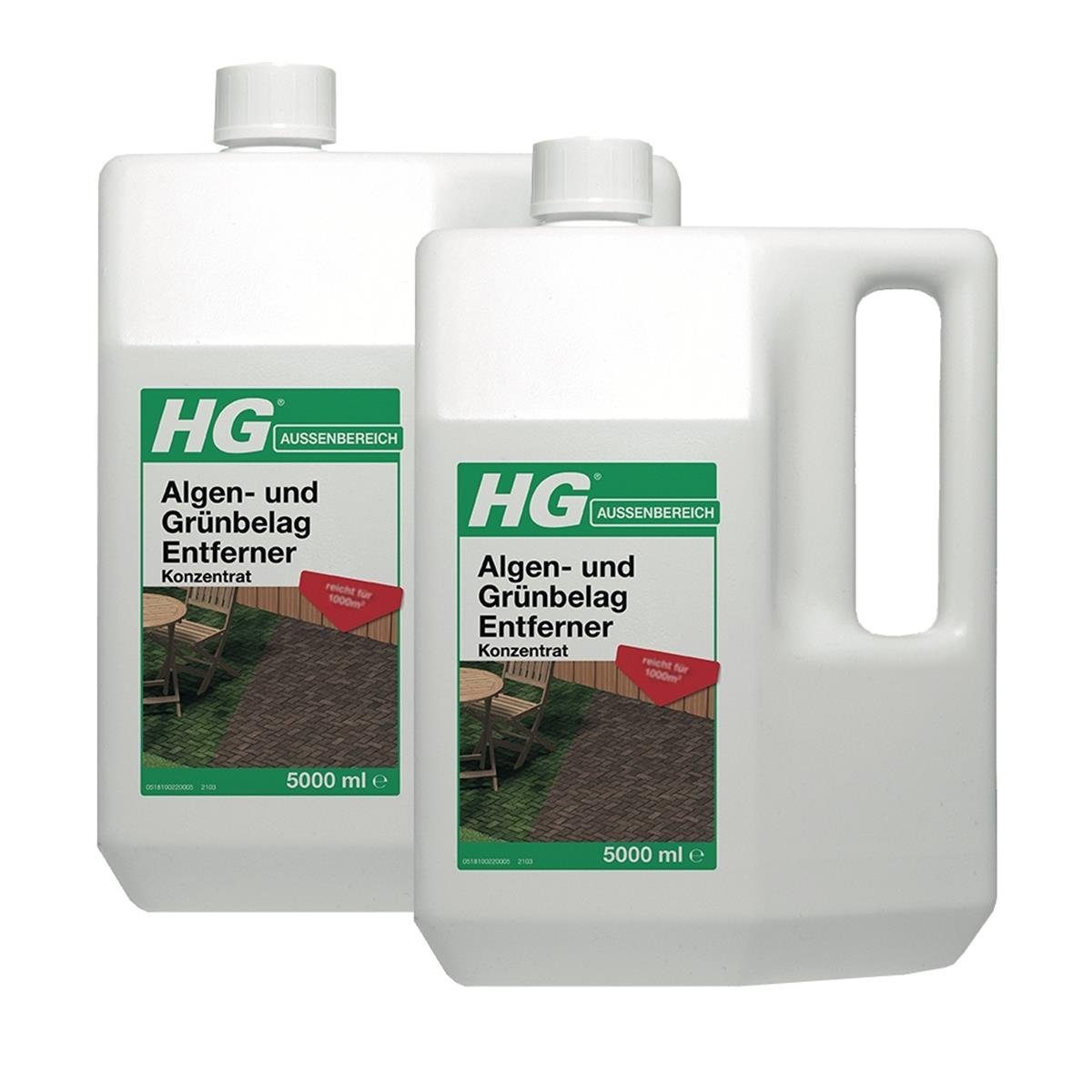 HG Algen- und Grünbelag Entferner Konzentrat 5L (2er Pack) Spezialwaschmittel