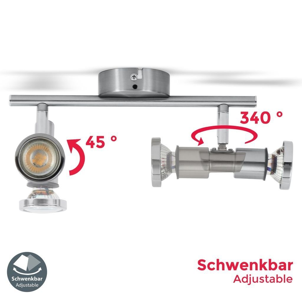 B.K.Licht Deckenleuchte Badezimmerleuchte 2x 5W 400lm IP44 - BKL1136, LED wechselbar, Warmweiß, LED Deckenleuchte Bad-Deckenlampe Badezimmerlampe