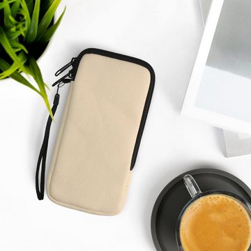 kwmobile Handyhülle Handy Tasche für Smartphones XXL - 7" Hülle, Canvas Handyhülle mit Mikrofaser Inlay in Creme