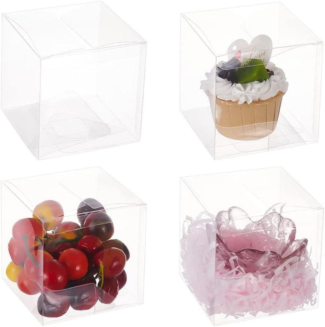 Benecreat Geschenkbox Geschenkboxen 9 x 9 x 9 cm transparent 30er Set für Süßigkeiten (30-teiliges Geschenkboxen-Set für Feiern, Gastgeschenke und Deko, 30 St., 30 transparente Geschenkboxen für Süßigkeiten und Gastgeschenke), 30 transparente Geschenkboxen, faltbar und individuell dekorierbar