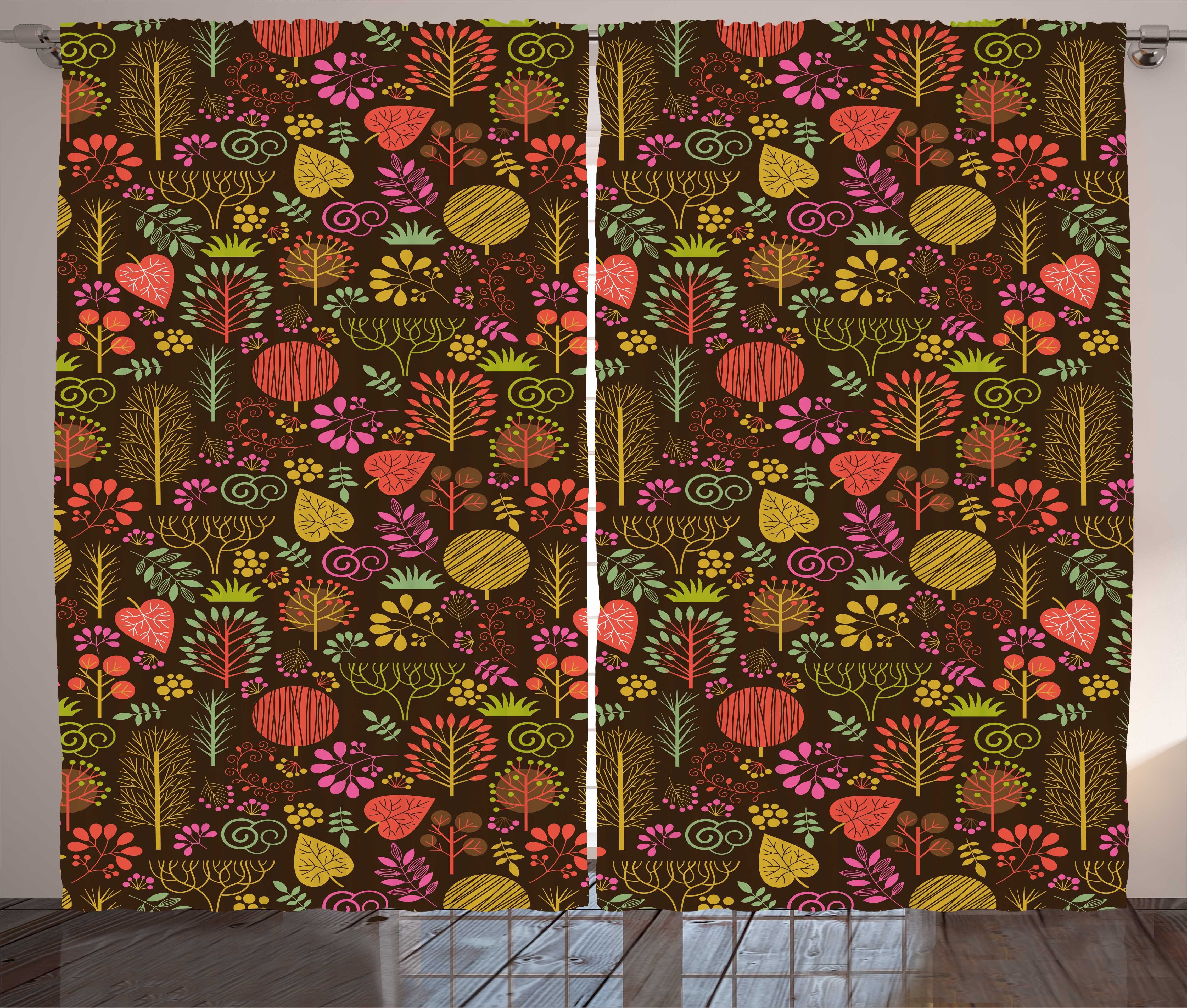 Abakuhaus, Gardine Herbst Schlaufen Haken, Bunte und Pflanzen-Kosmetik Vorhang Schlafzimmer Kräuselband mit