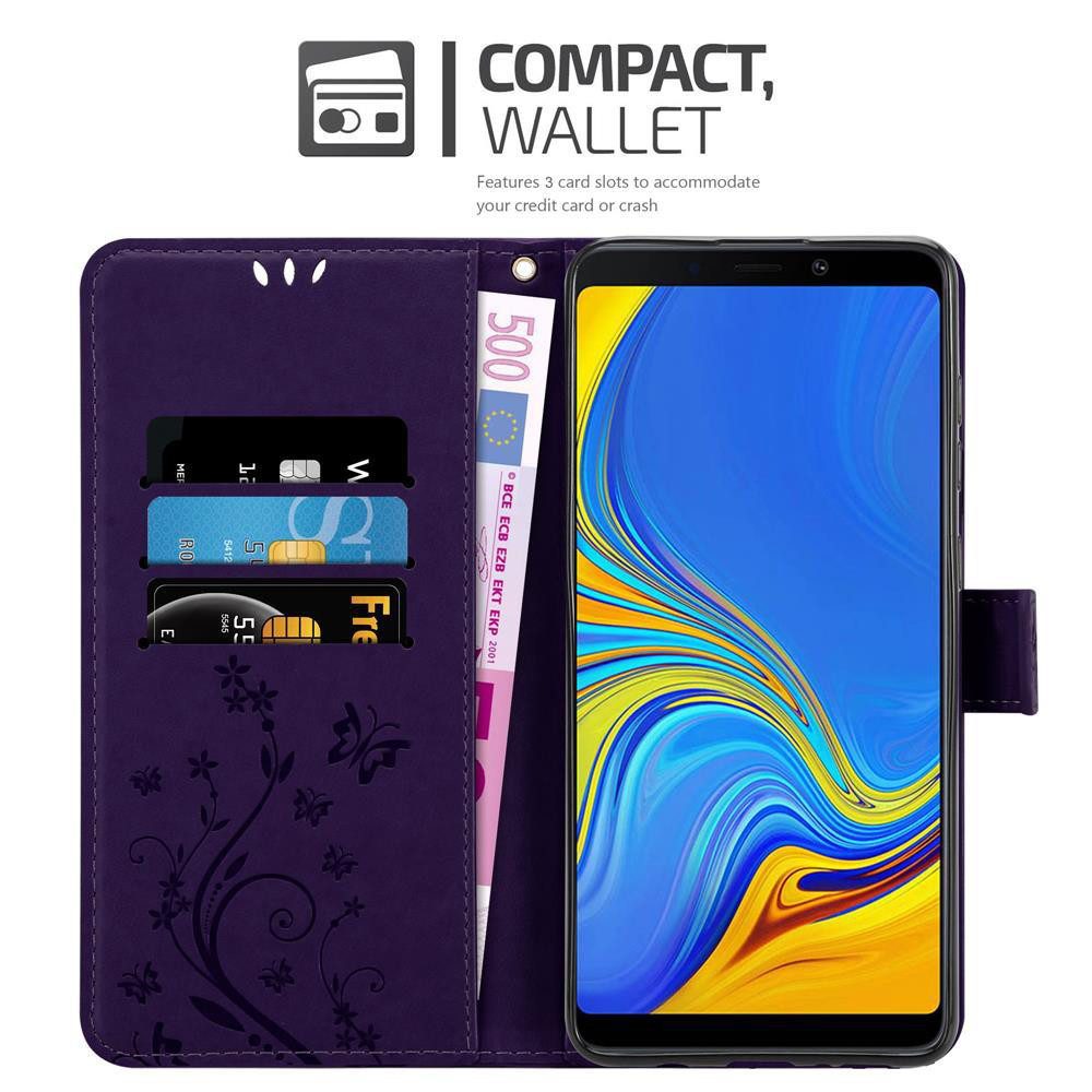 Cadorabo Handyhülle für Samsung Galaxy A9 2018 Hülle Samsung Galaxy A9 2018, Hülle Schutzhülle Blumen Flower mit Standfunktion Kartenfach Magnet