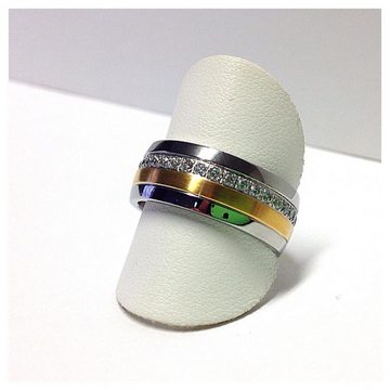 Edelschmiede925 Silberring Ring Edelstahl bicolor (teilw. verg) mit Zirkonias #54
