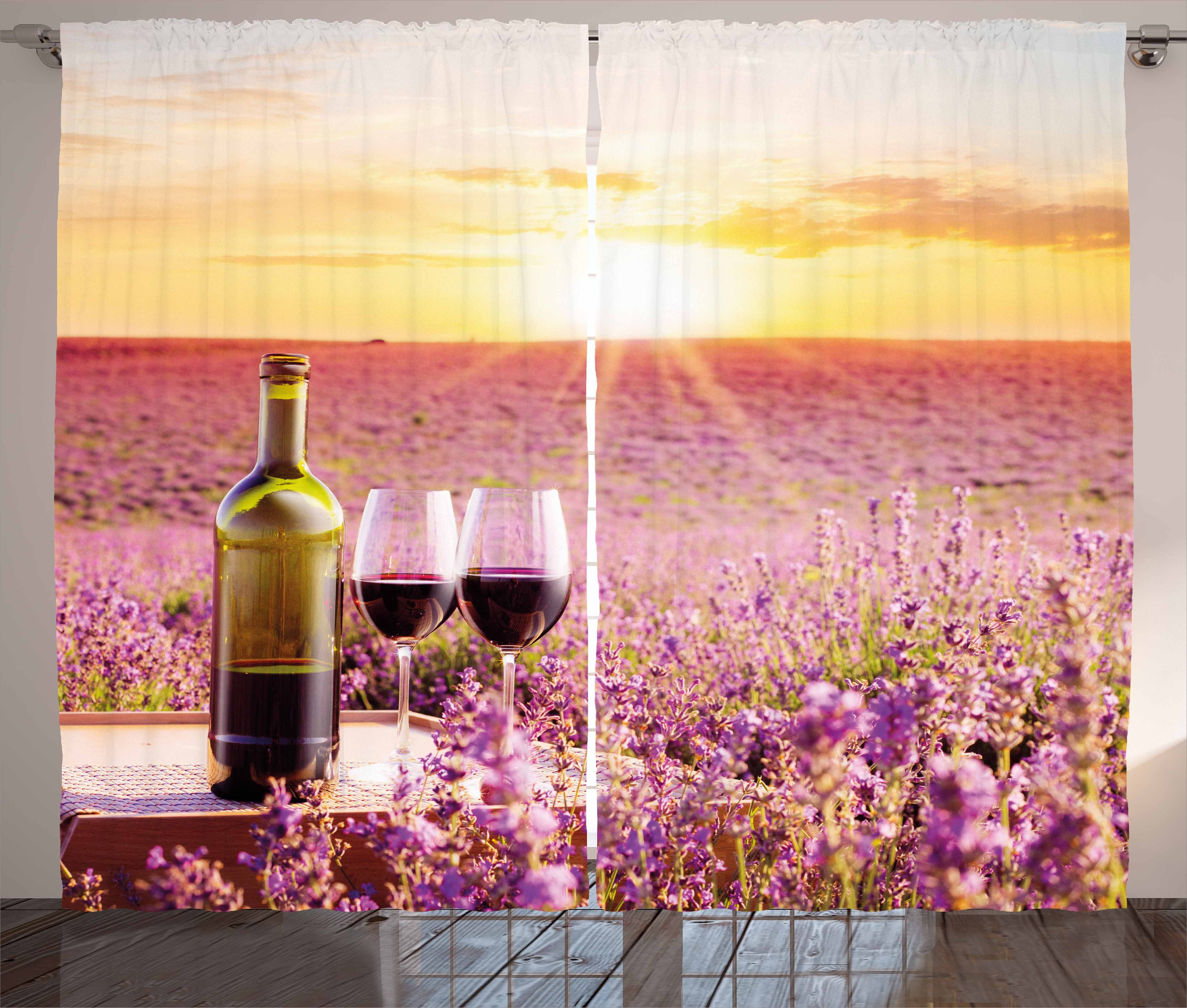 Schlafzimmer Abakuhaus, Picknick Vorhang und Lavender mit Schlaufen Blooming Haken, Kräuselband Wein Gardine