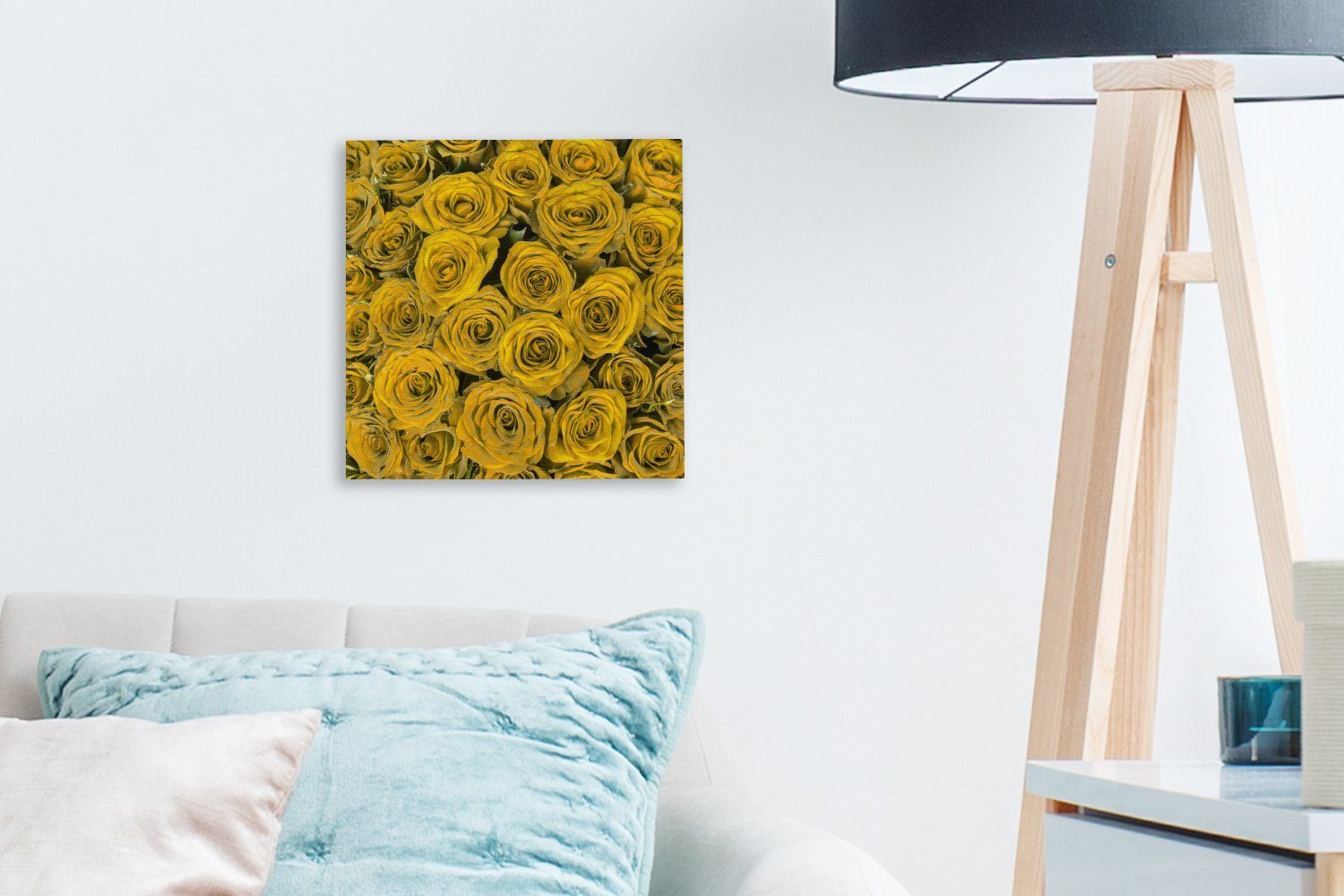 (1 - Bilder - Schlafzimmer Leinwand Gelb Wohnzimmer St), Rosen OneMillionCanvasses® Blumenstrauß, für Leinwandbild