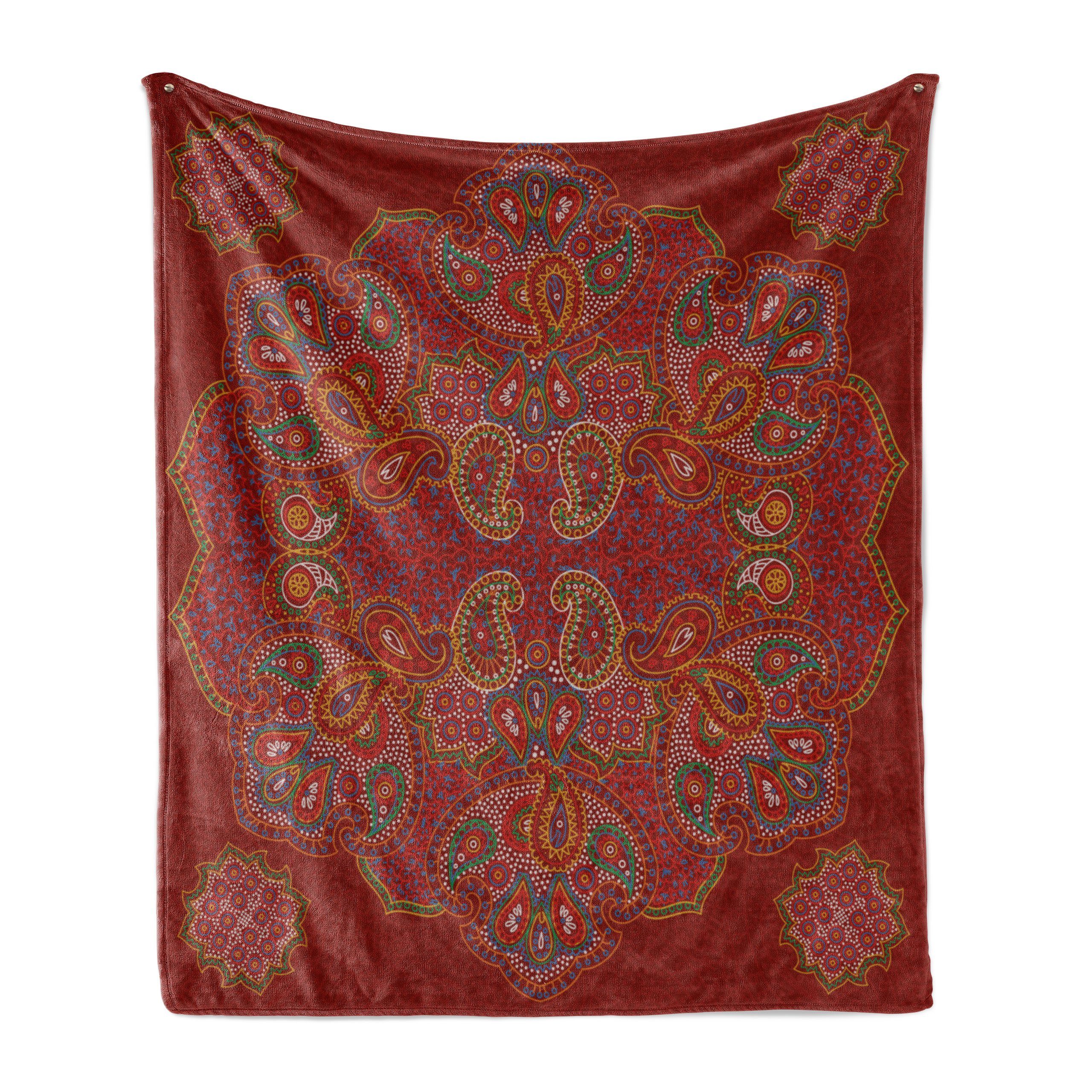 Wohndecke Gemütlicher Plüsch für den Innen- und Außenbereich, Abakuhaus, Red Mandala Persian Paisley