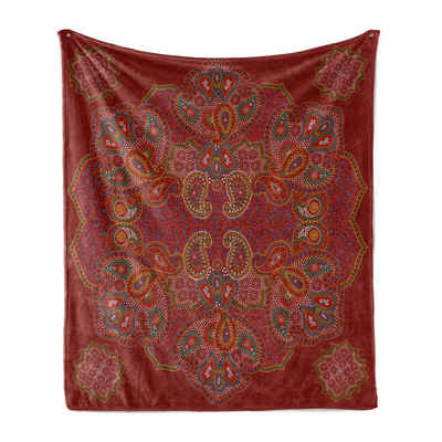 Wohndecke Gemütlicher Plüsch für den Innen- und Außenbereich, Abakuhaus, Red Mandala Persian Paisley