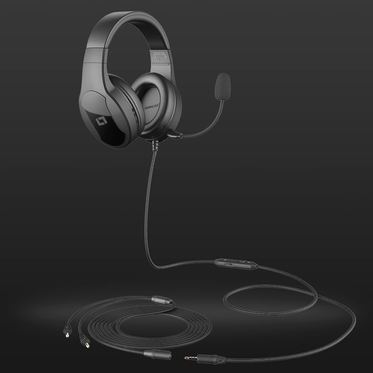 Lioncast LX25 Gaming-Headset (Geschlossener Kabel) Mikrofon mit Ohr, Gaming AUX dem abnehmbares Headset über Stereo Kopfhörer Stereo-Sound